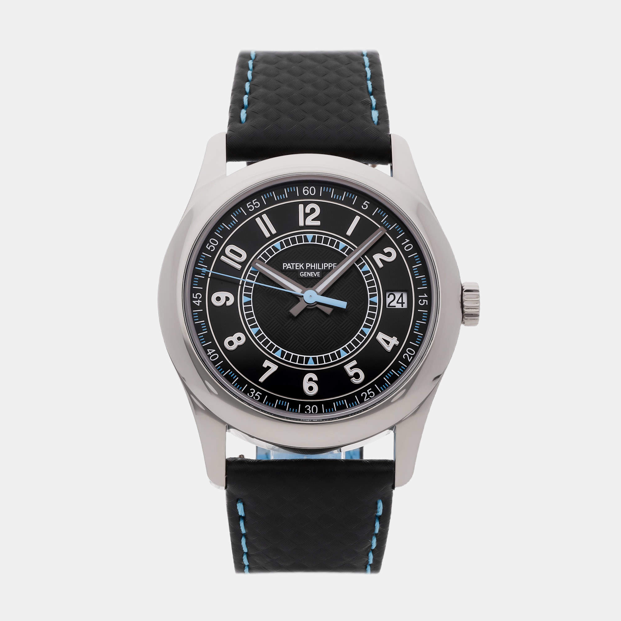 Pre Owned Patek Philippe Calatrava Date 6007G-011 Black 18K White Gold Automatic Men's Watches 40mm