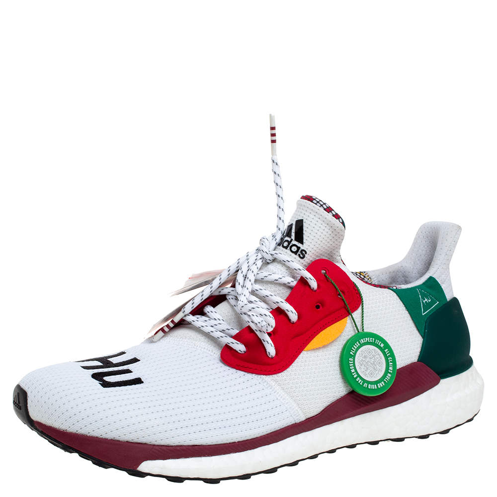 Pharrell X adidas White Fabric Hu Glide Sneakers Size 44.5