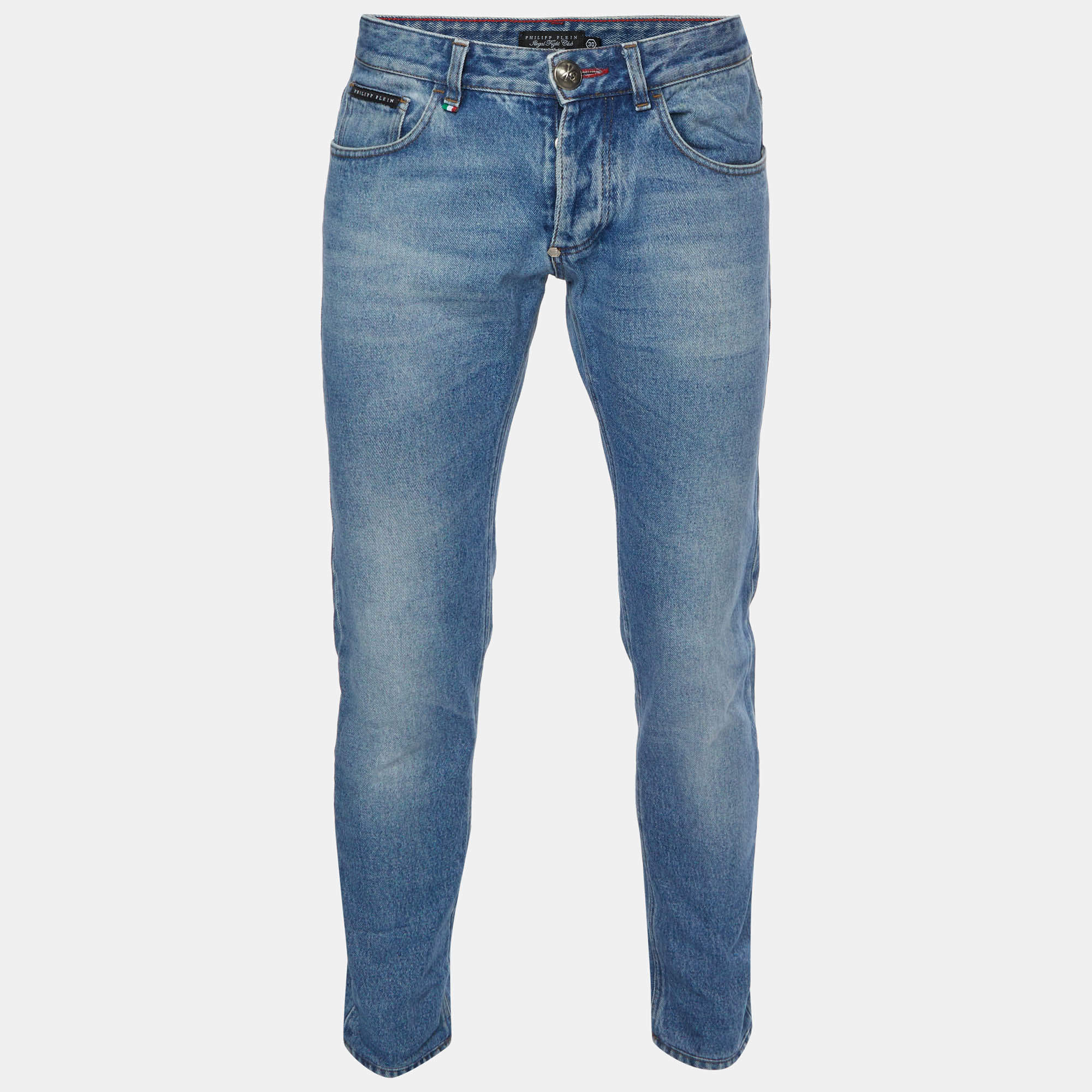 Pre Owned Philipp Plein Blue Denim Straight Fit Jeans M/Waist 32"