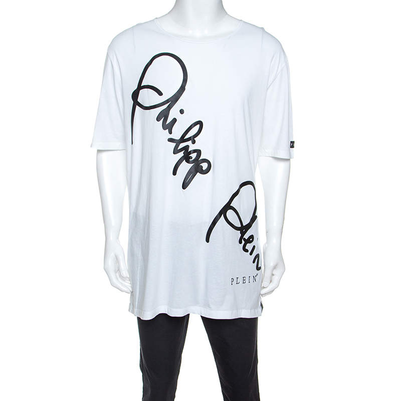 Philipp Plein White Cotton Logo Embossed T-Shirt 4XL