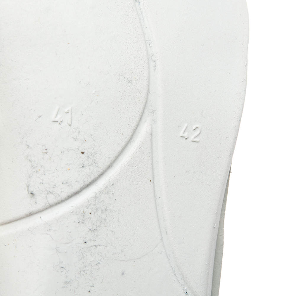 Pre Owned Philipp Plein White Leather Embossed Skull High-Top Sneakers Size 42