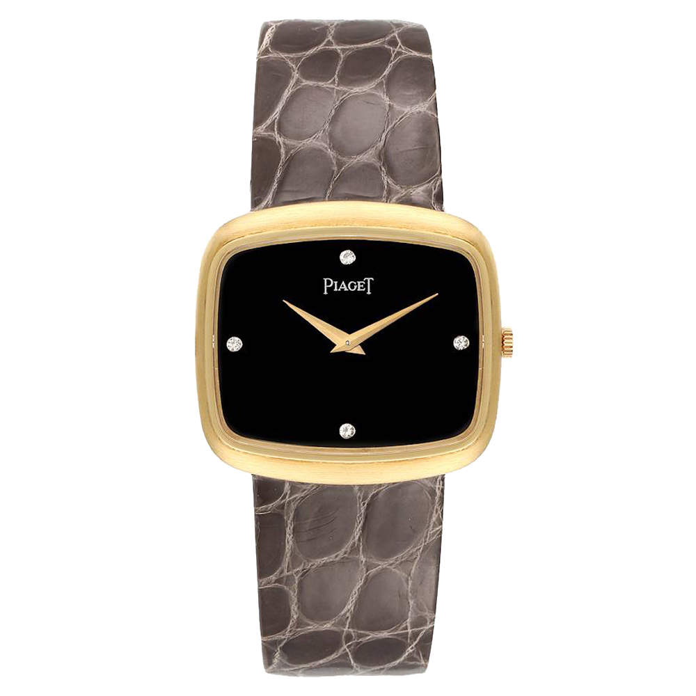 Piaget Black Diamonds 18K Yellow Gold 9751 Men's Wristwatch 29 x 32 MM