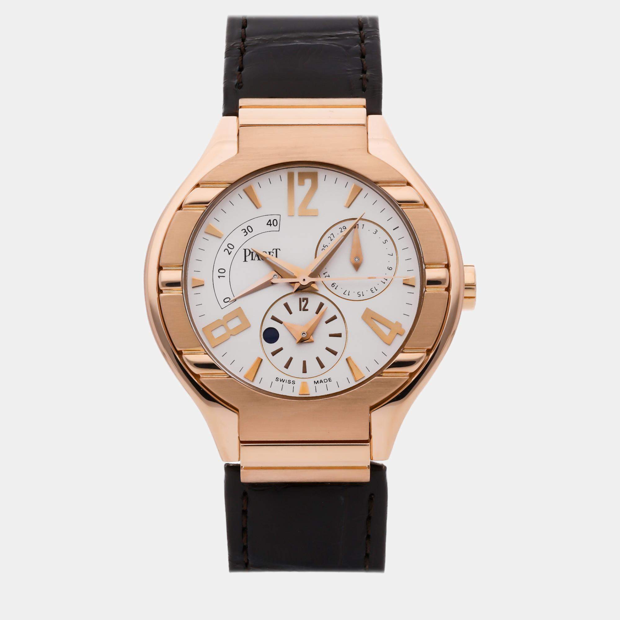 Piaget Silver 18k Rose Gold Polo G0A30028 Automatic Men's Wristwatch 40 mm