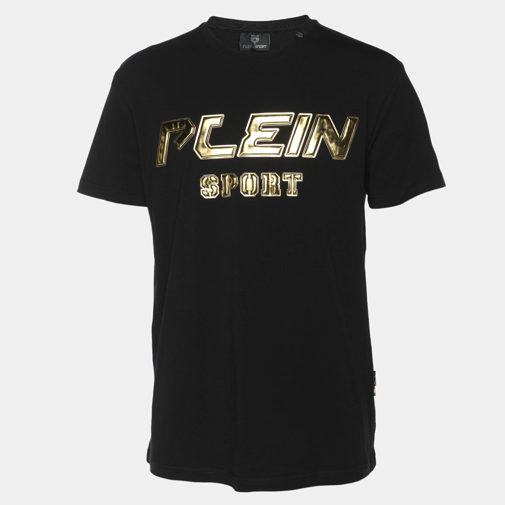 Plein Sport Black/Gold Jersey Logo T-Shirt L