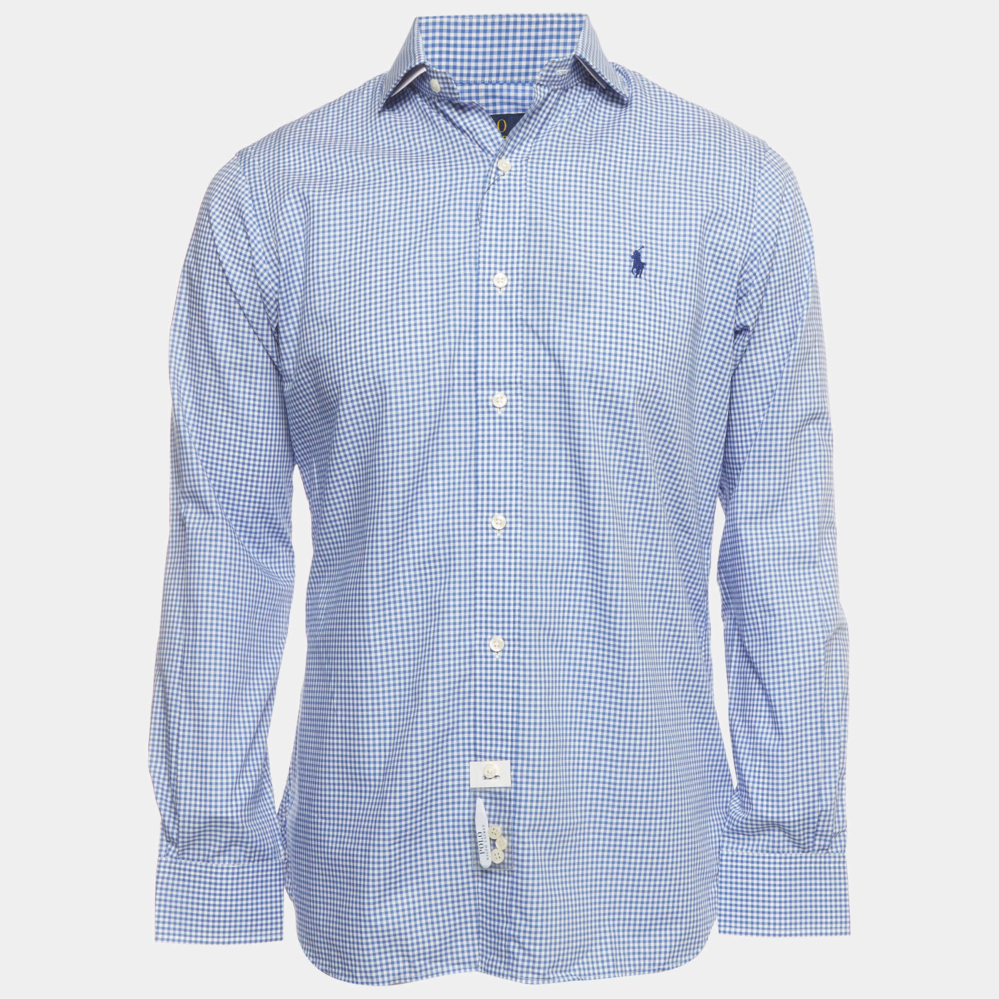 مملوكة مسبقًا Polo Ralph Lauren Blue Gingham Cotton Button Down Shirt S