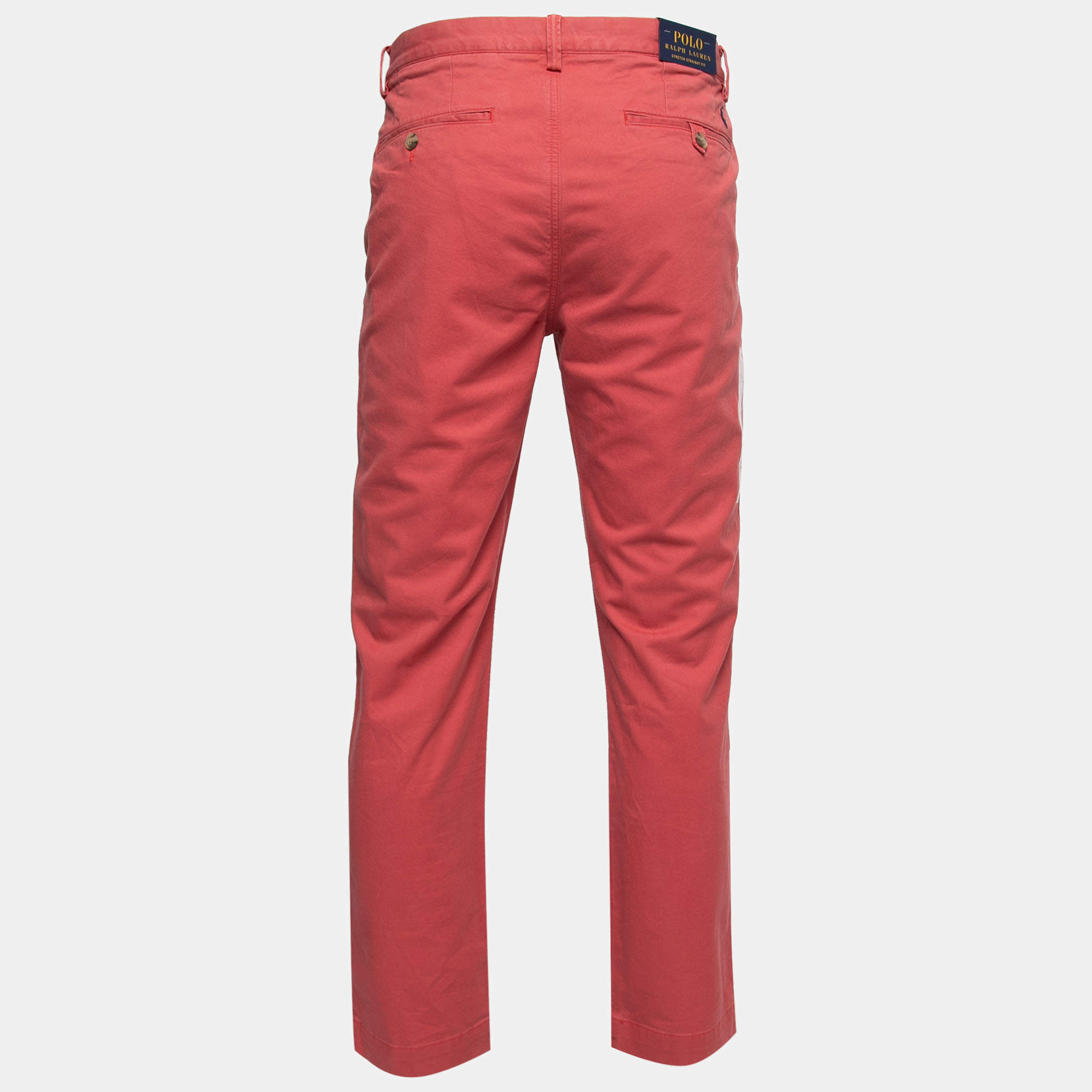 Pre Owned Polo Ralph Lauren Red Cotton Chino Trousers L  