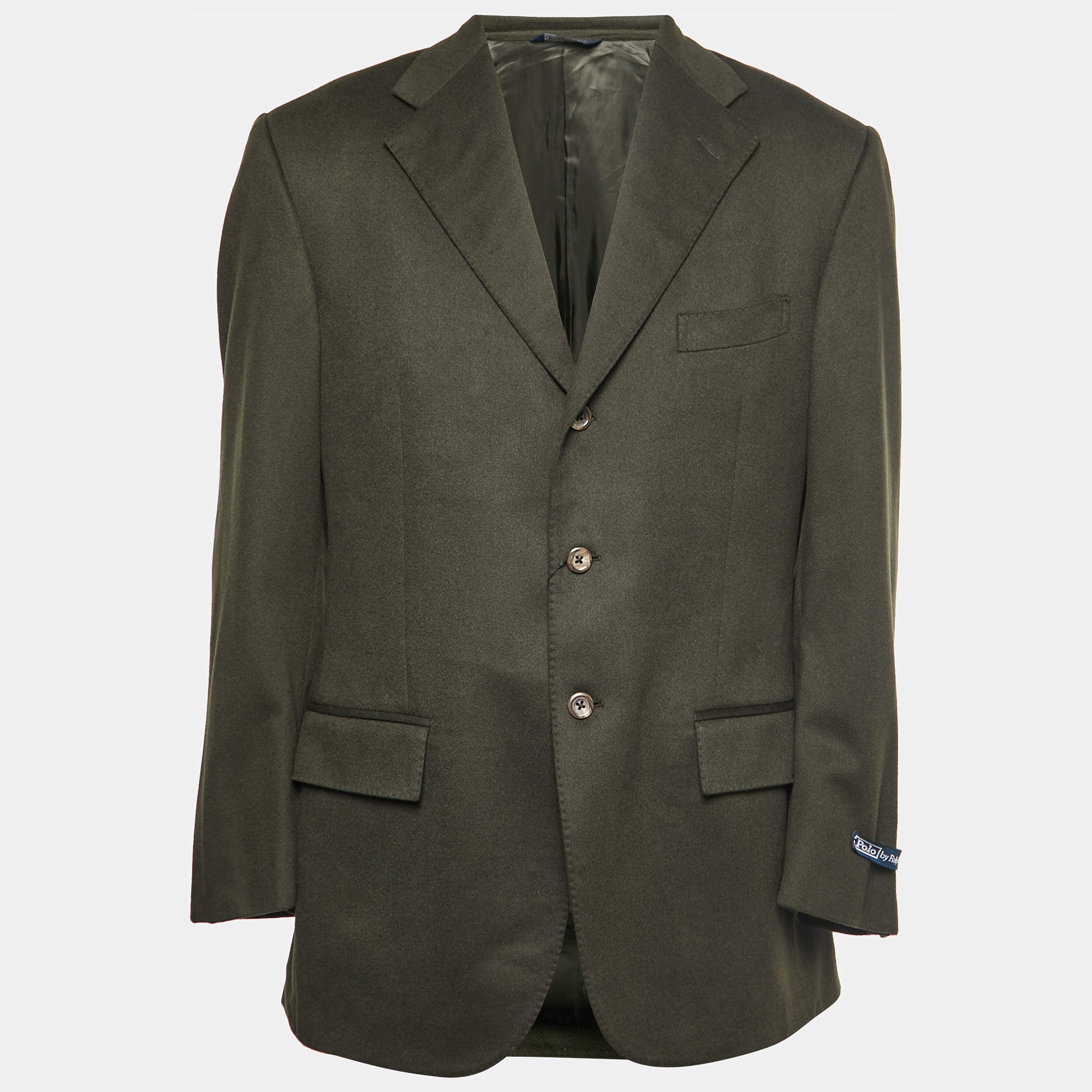 Pre Owned Polo Ralph Lauren Green Cashmere Single Breasted Blazer L