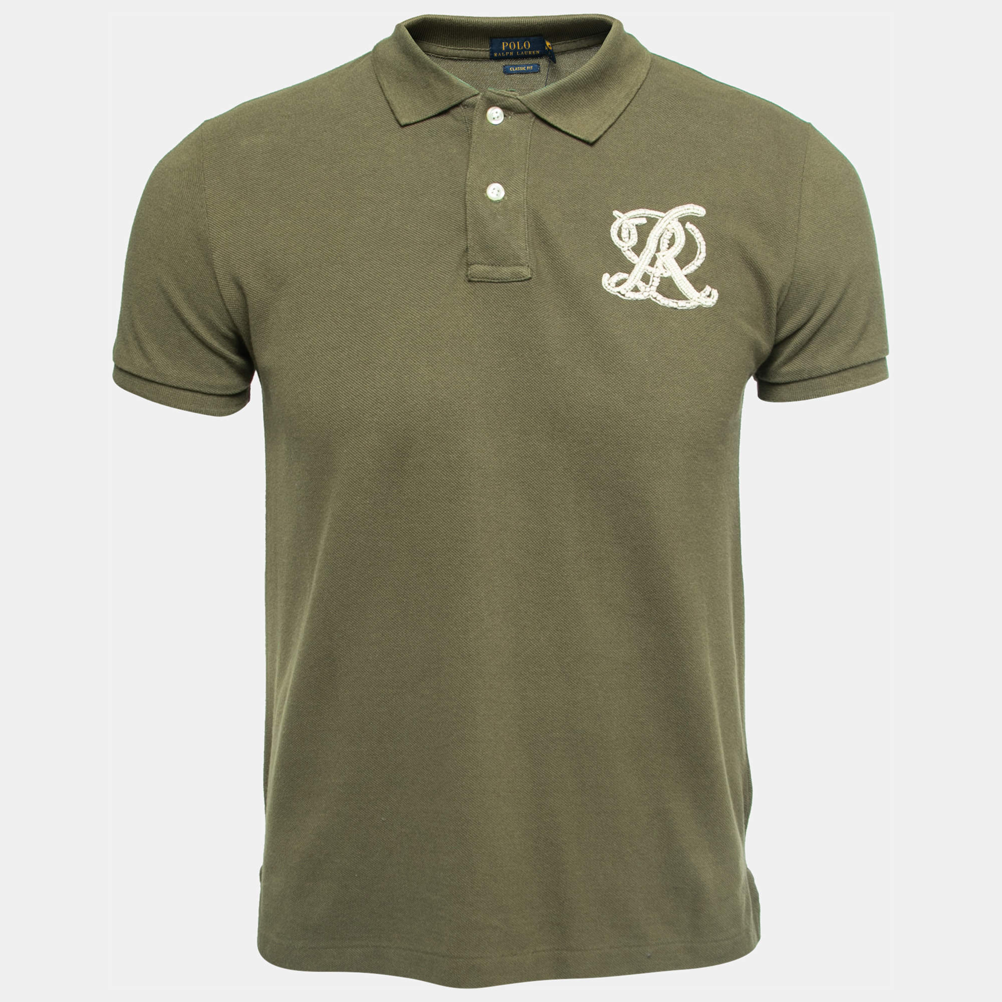 Polo Ralph Lauren Green Cotton Logo Embellished Polo T-Shirt M Polo Ralph  Lauren