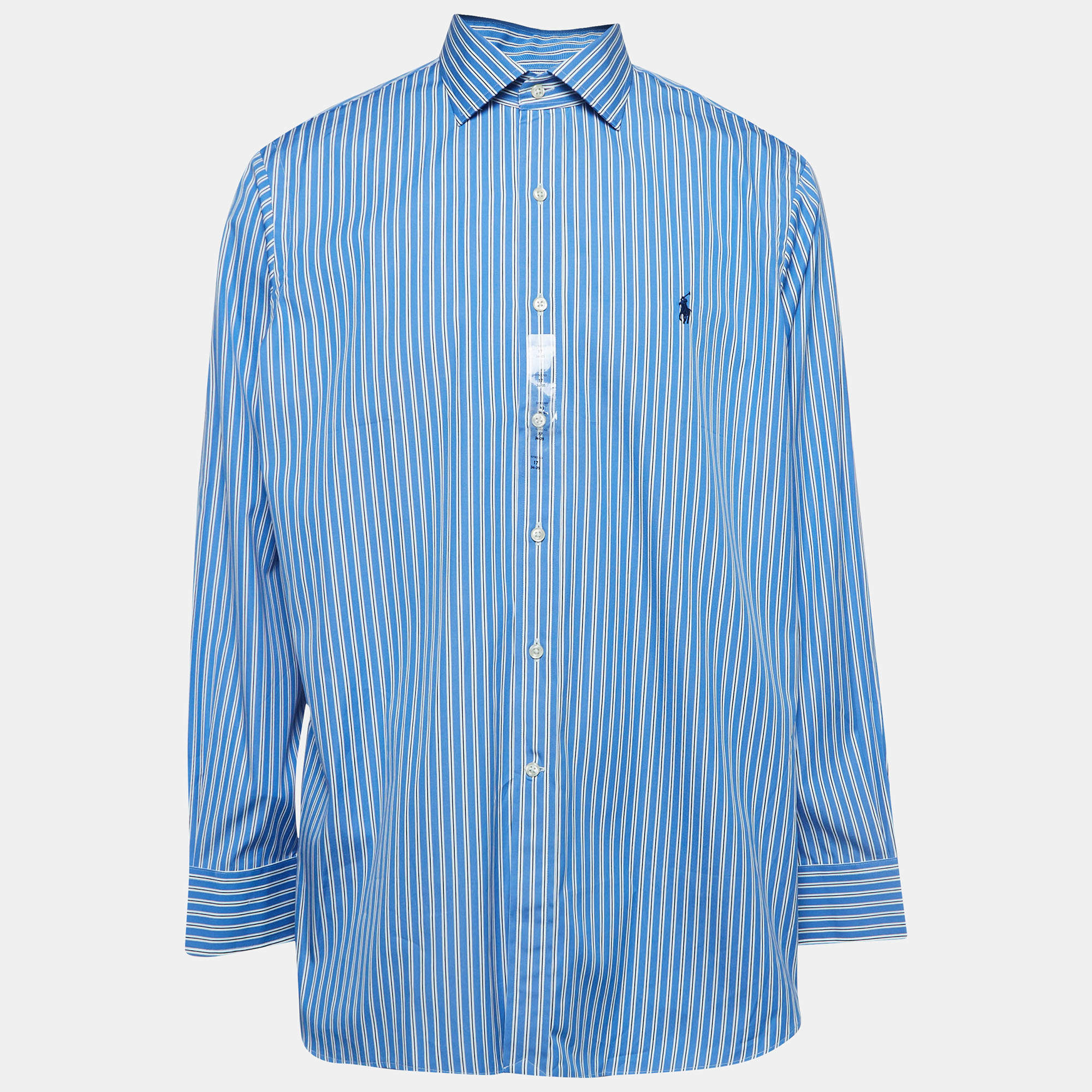 Pre Owned Polo Ralph Lauren Pinstripe Cotton Buttoned Shirt XXL