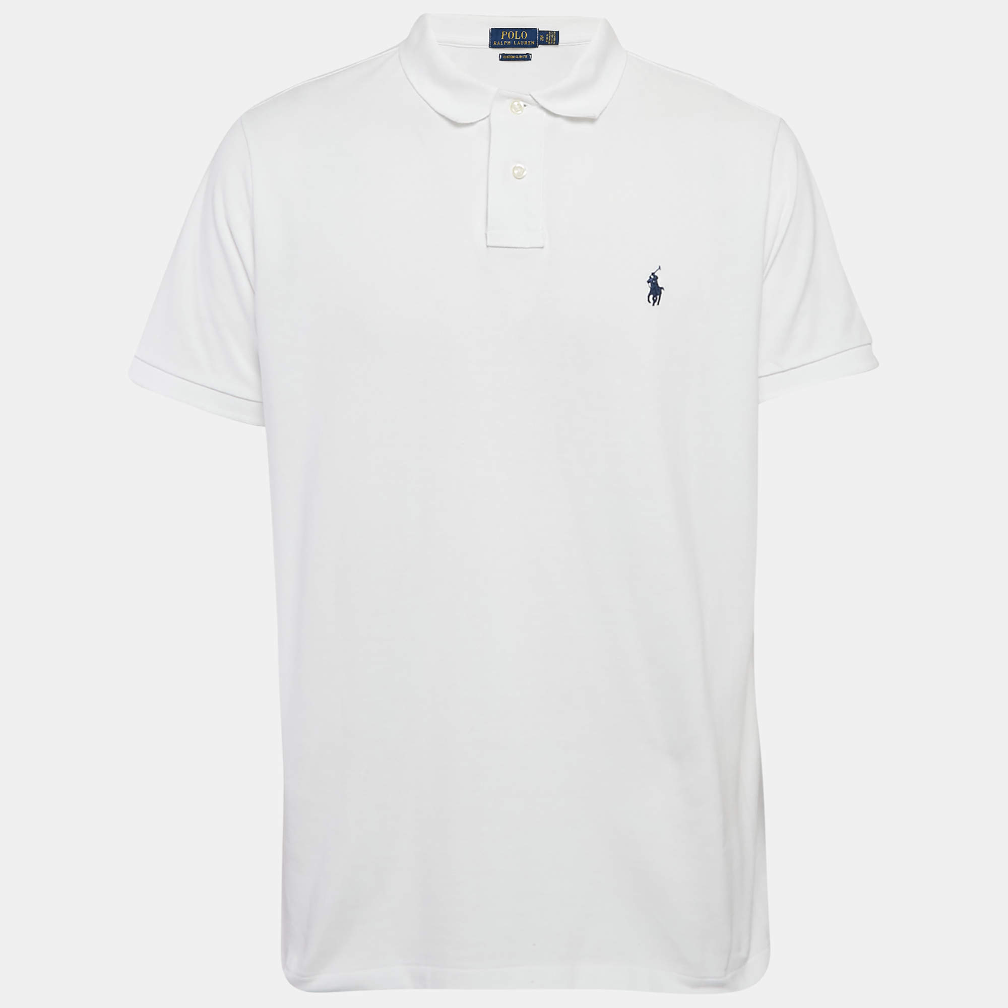 مملوكة مسبقًا Polo Ralph Lauren White Logo Embroidered Cotton Pique Knit Polo T-Shirt XL
