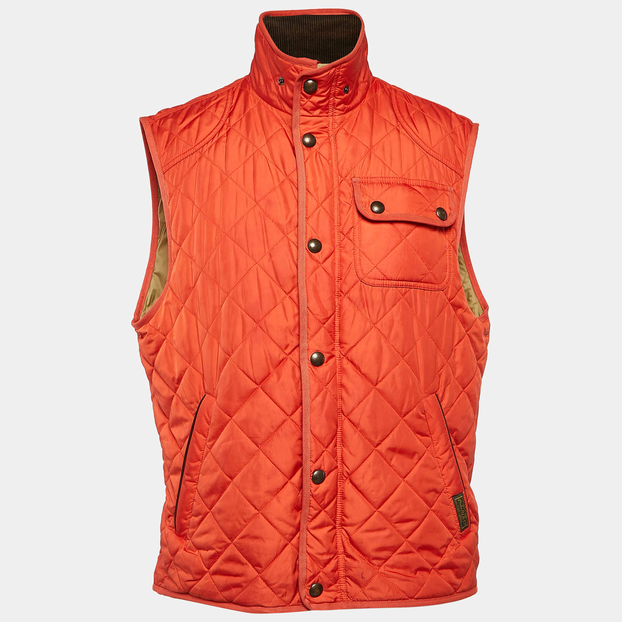 Polo Ralph Lauren Women’s Diamond-Quilted Orange Vest Nwt factory