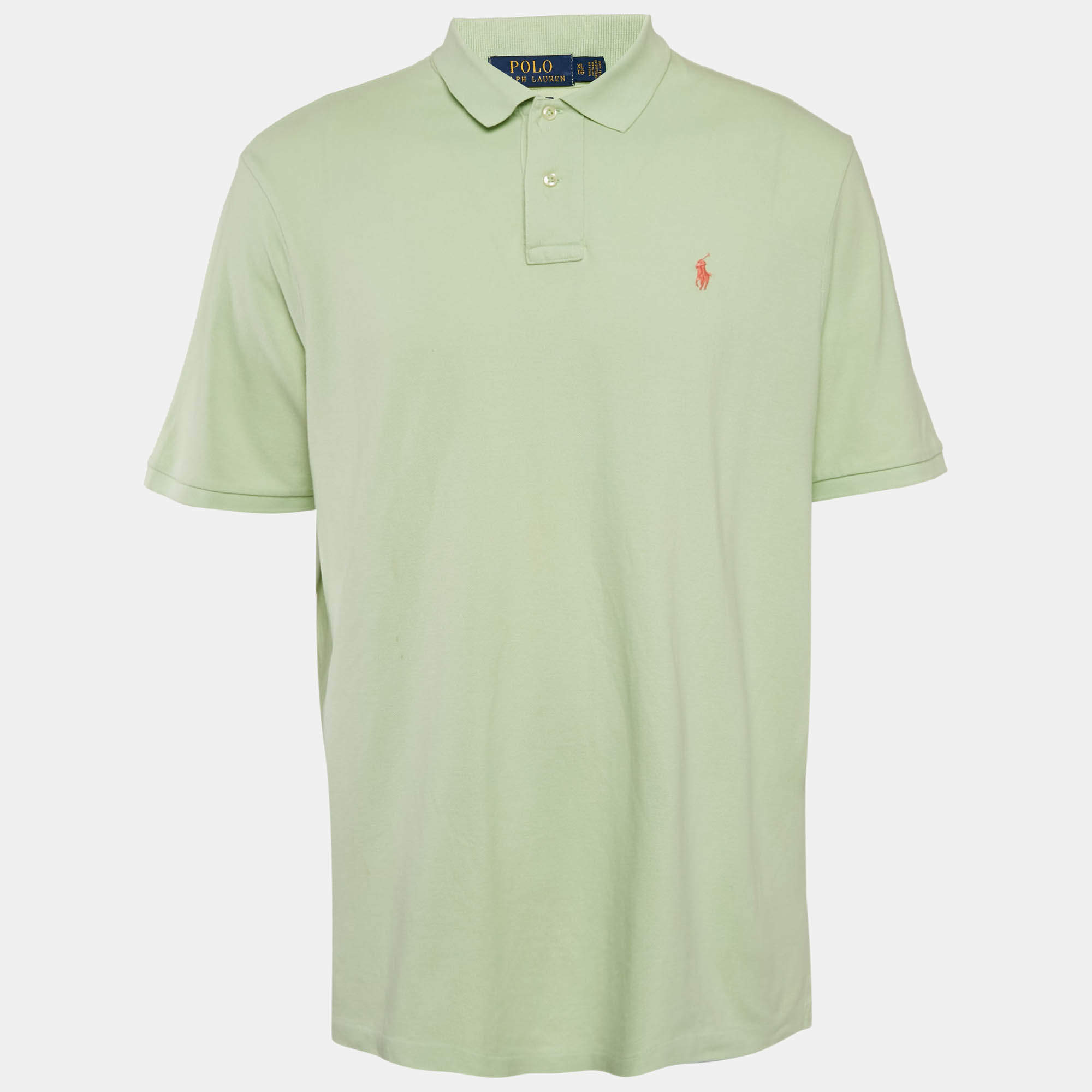 Pre Owned Polo Ralph Lauren Green Pique Cotton Polo T-Shirt XL