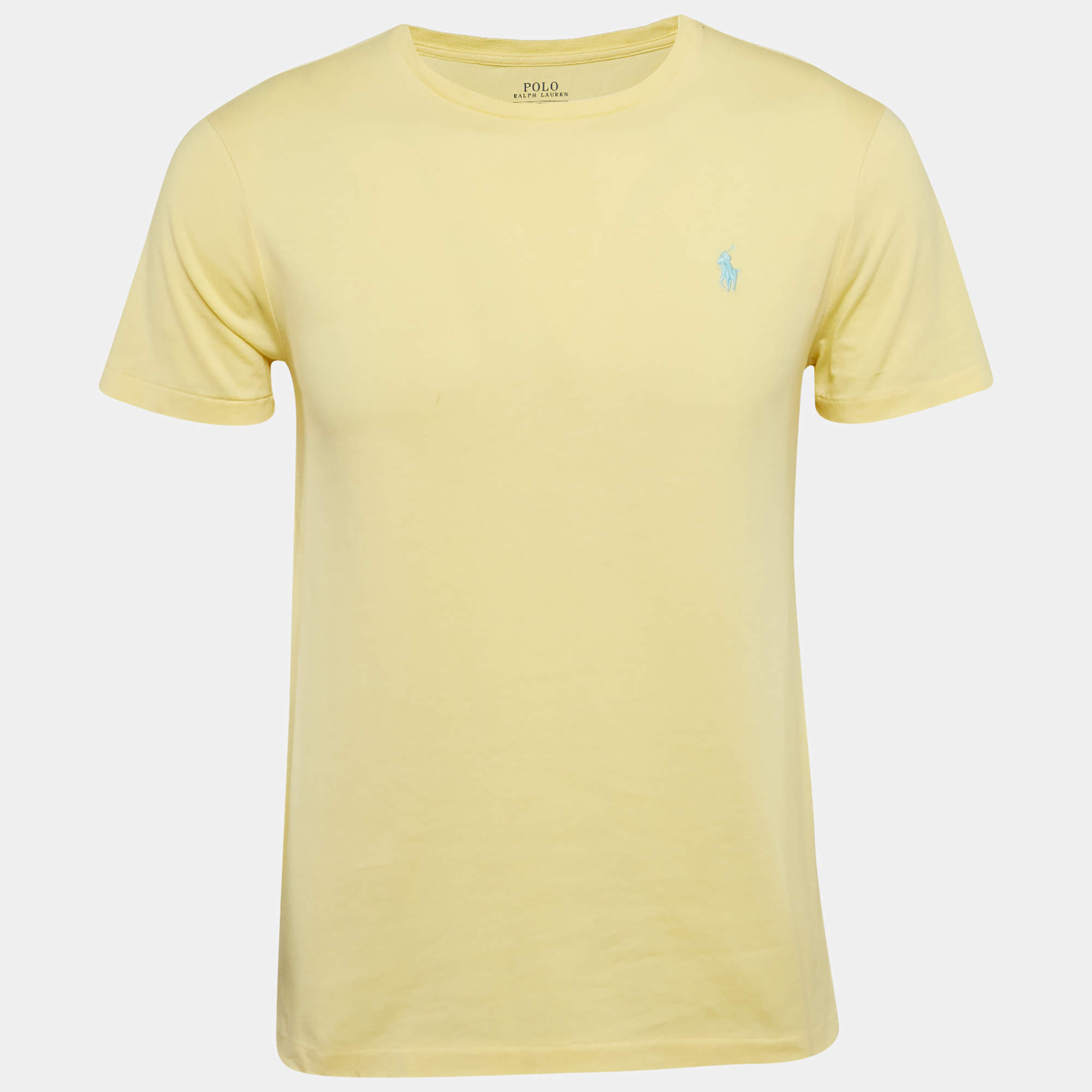 Pre Owned Polo Ralph Lauren Yellow Jersey Custom Slim Fit T-Shirt M