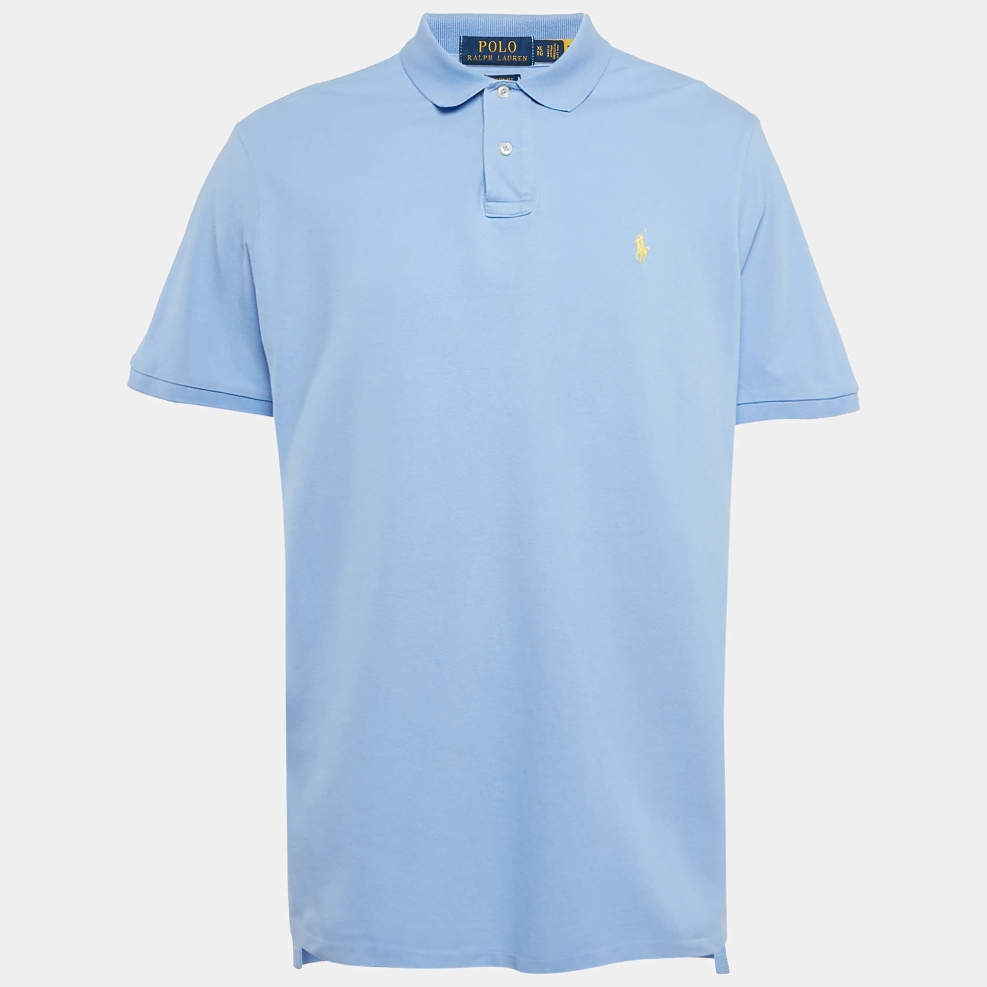 Pre Owned Polo Ralph Lauren Blue Cotton Pique Polo T-Shirt XL