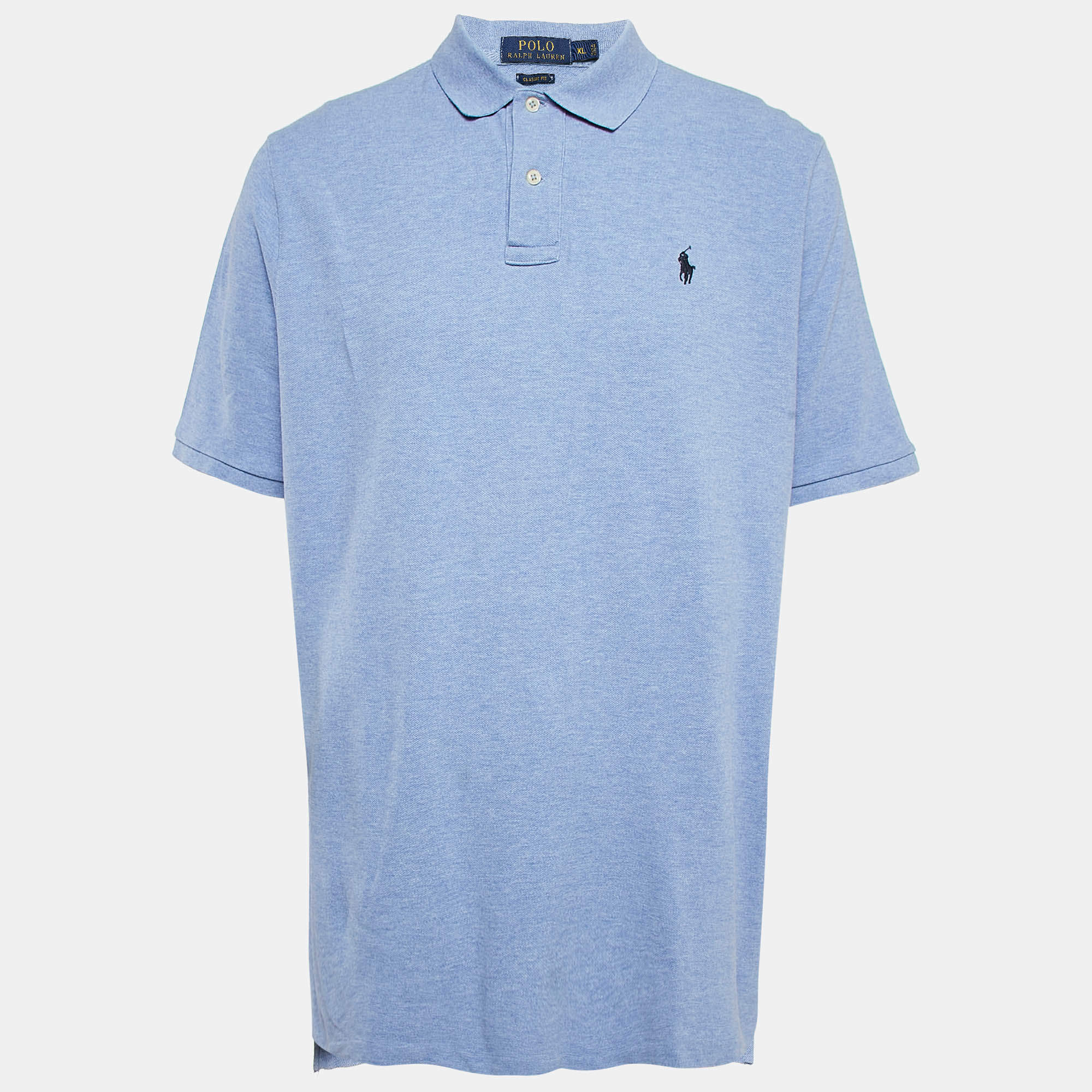 Pre Owned Polo Ralph Lauren Blue Cotton Pique Classic Fit Polo T-Shirt XL