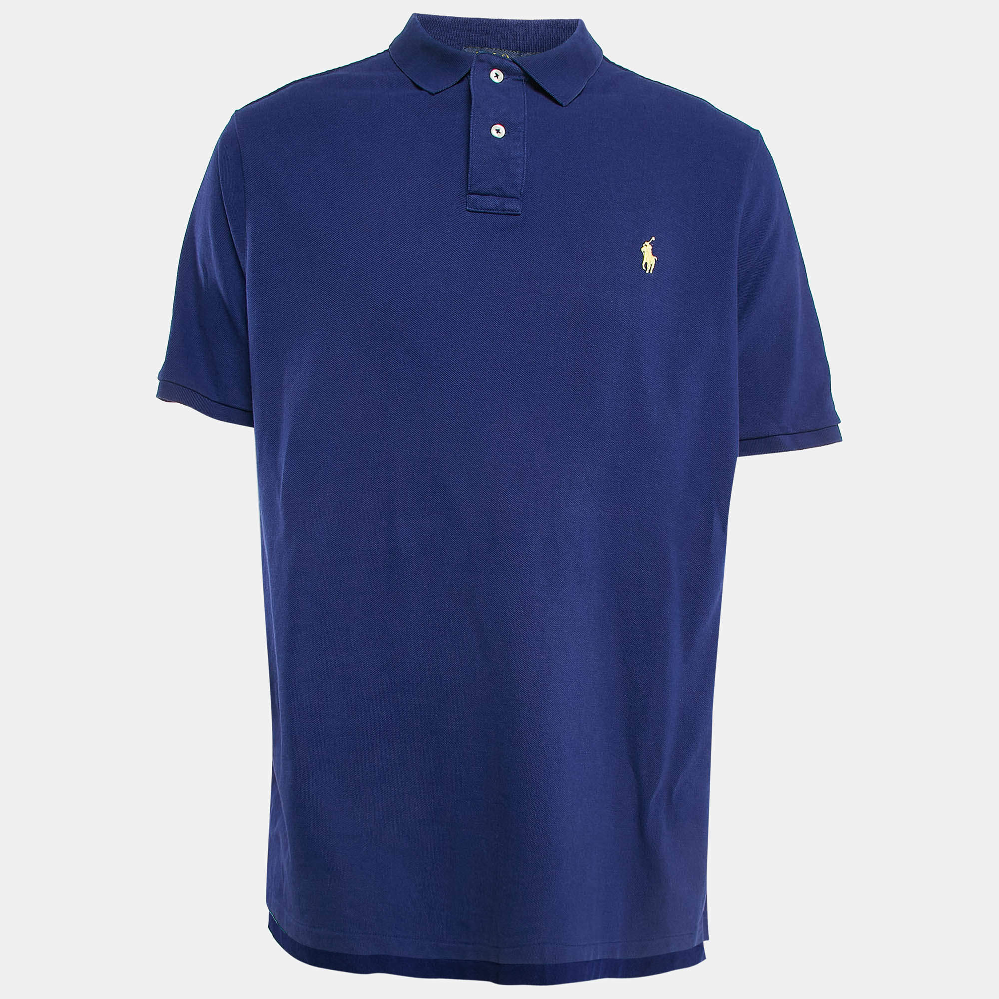 Pre Owned Polo Ralph Lauren Blue Cotton Pique Classic Fit Polo T-Shirt XL