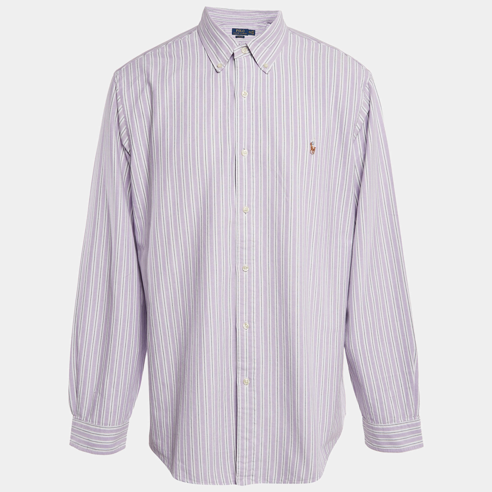 Pre Owned Polo Ralph Lauren Purple Stripe Cotton Button Down Shirt XXL