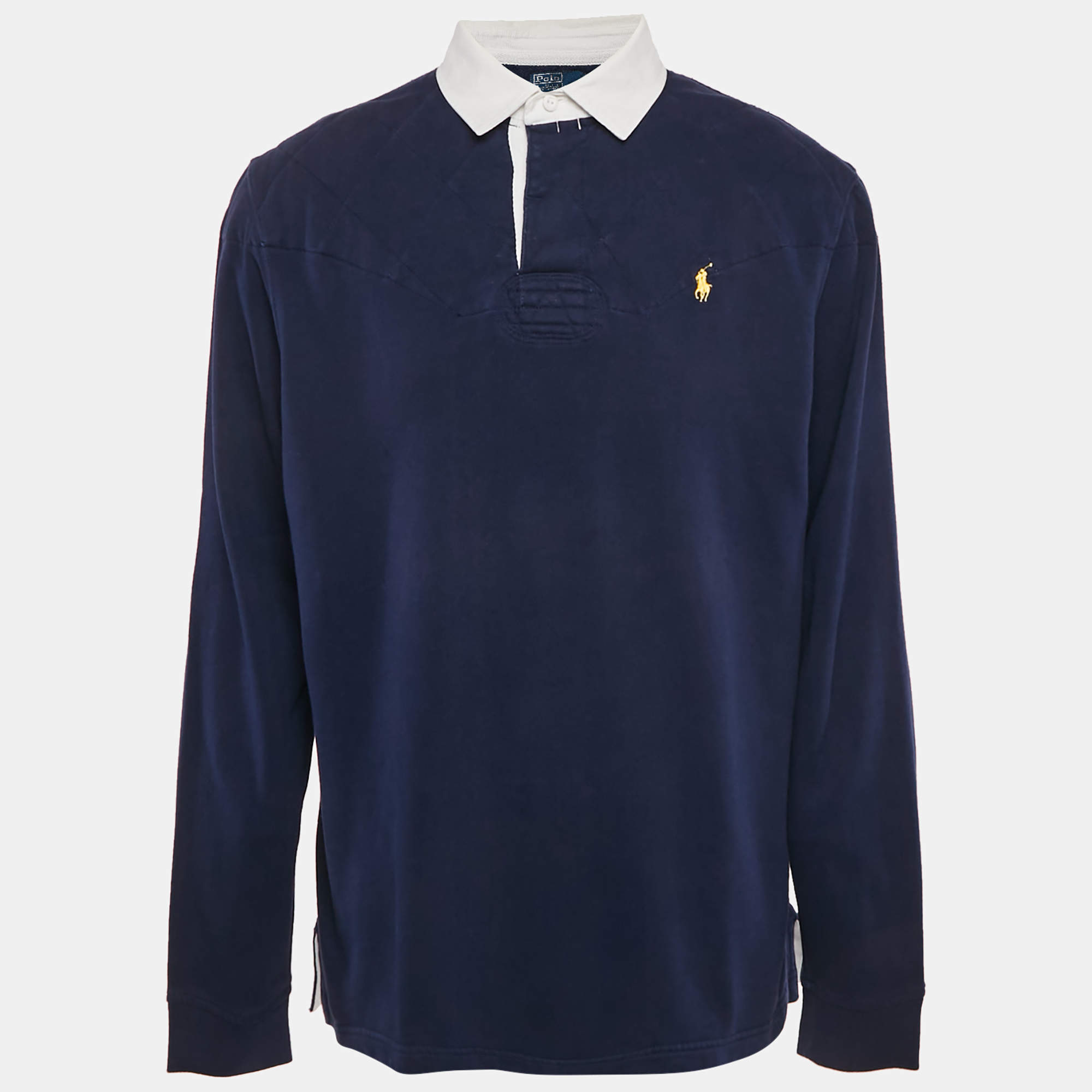 مملوكة مسبقًا Polo Ralph Lauren Navy Blue Cotton Long Sleeve Polo T-Shirt XL