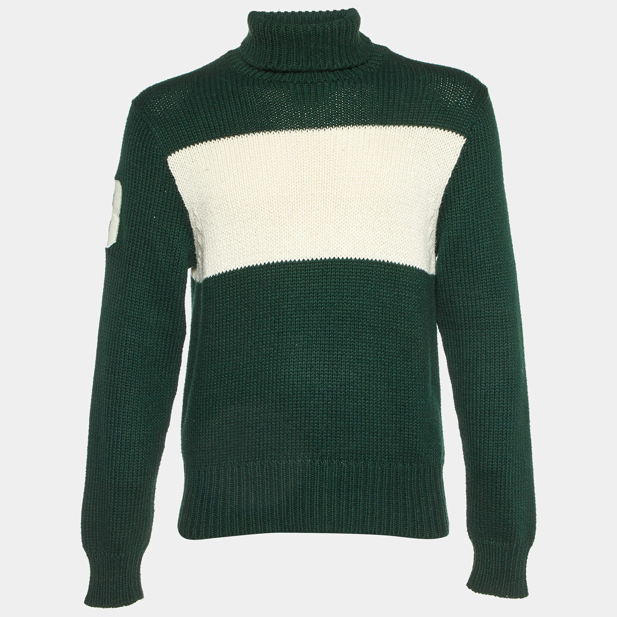 Pre Owned Polo Ralph Lauren Green Knit Turtle Knit Sweater M 