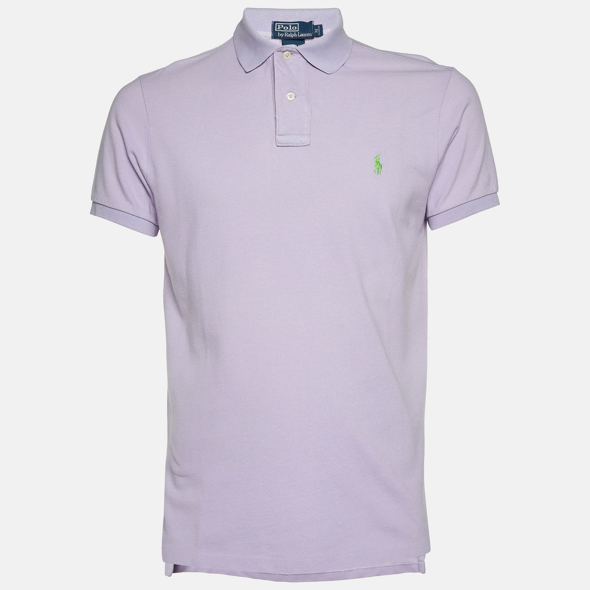 Pre Owned Polo Ralph Lauren Lavender Cotton Custom Fit Polo T-Shirt M