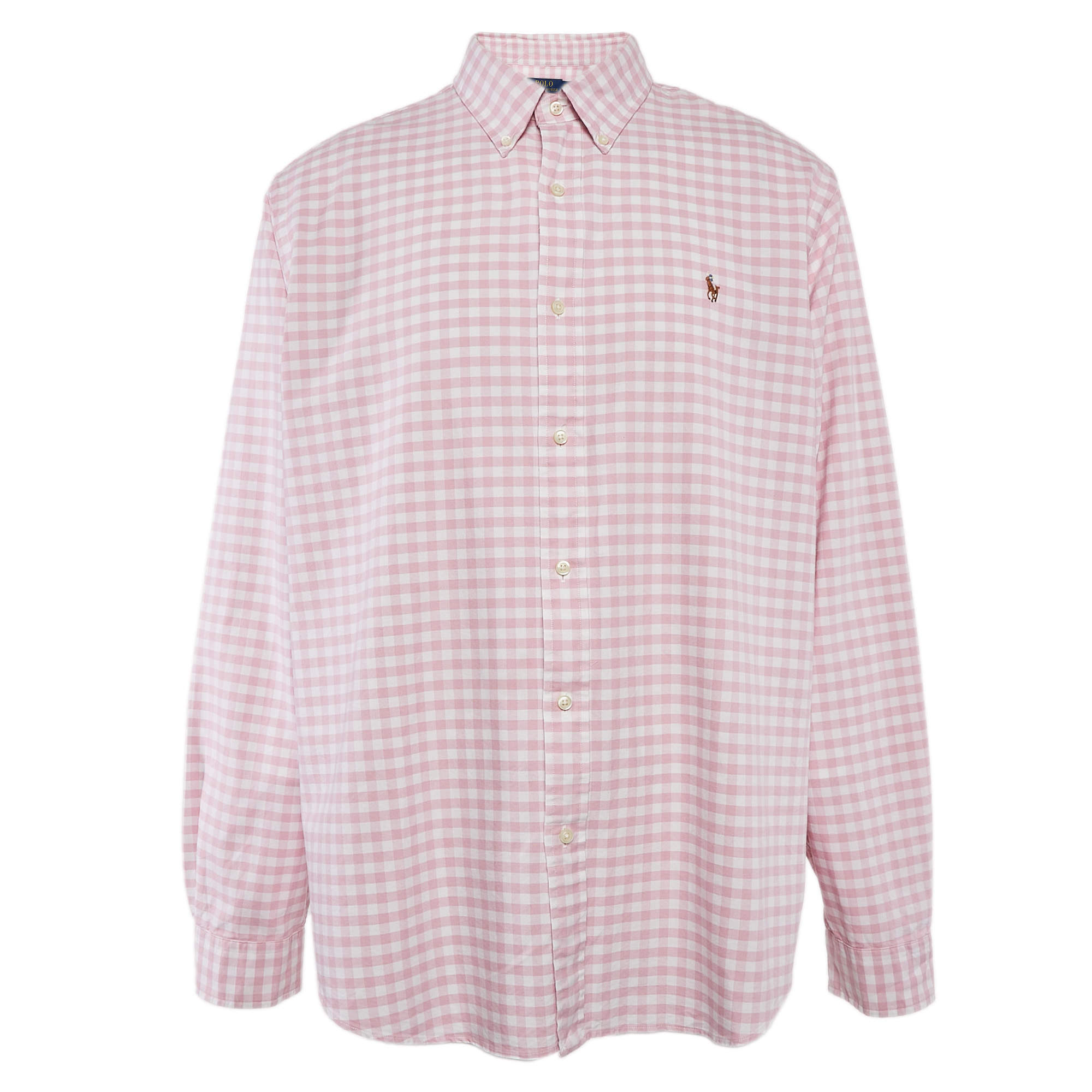 Pre Owned Polo Ralph Lauren Pink Gingham Cotton Button Down Shirt XXL
