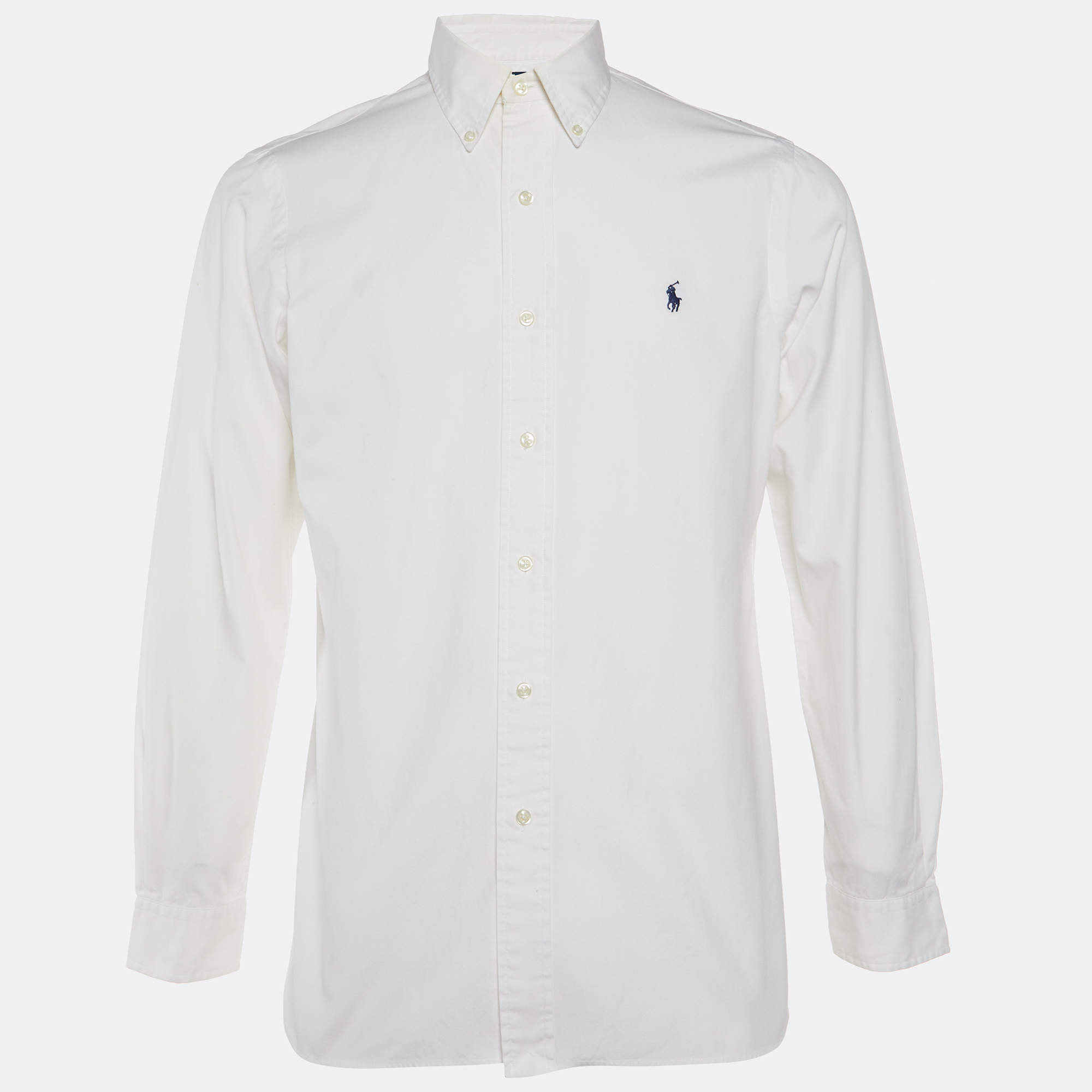 Pre Owned Polo Ralph Lauren White Cotton Button Down Shirt M