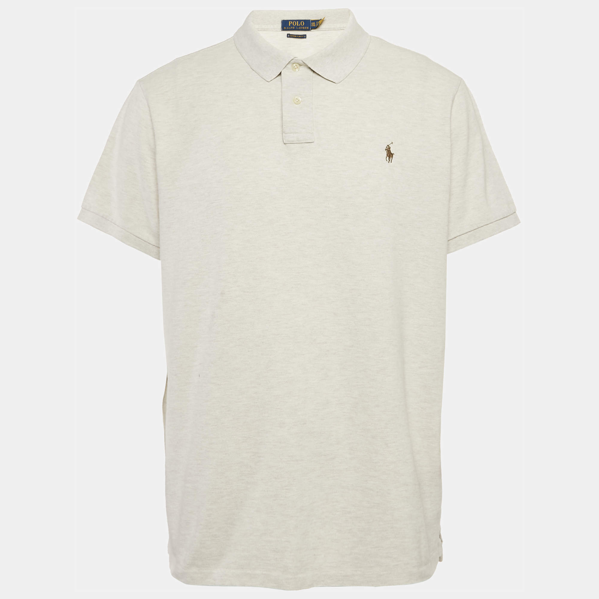 Pre Owned Polo Ralph Lauren Grey Cotton Pique Slim Fit Polo T-Shirt XXL