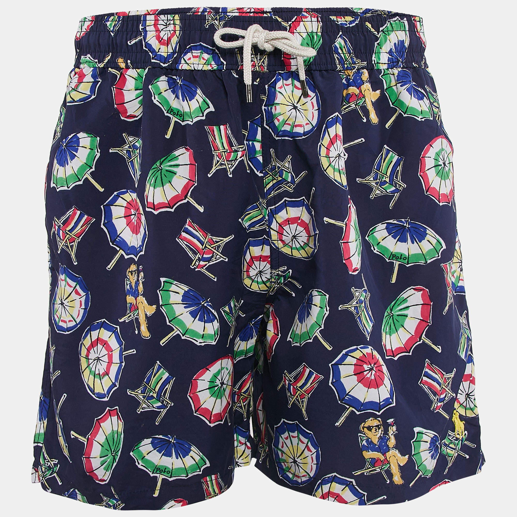 Pre Owned Polo Ralph Lauren Navy Blue Printed Swim Briefs L