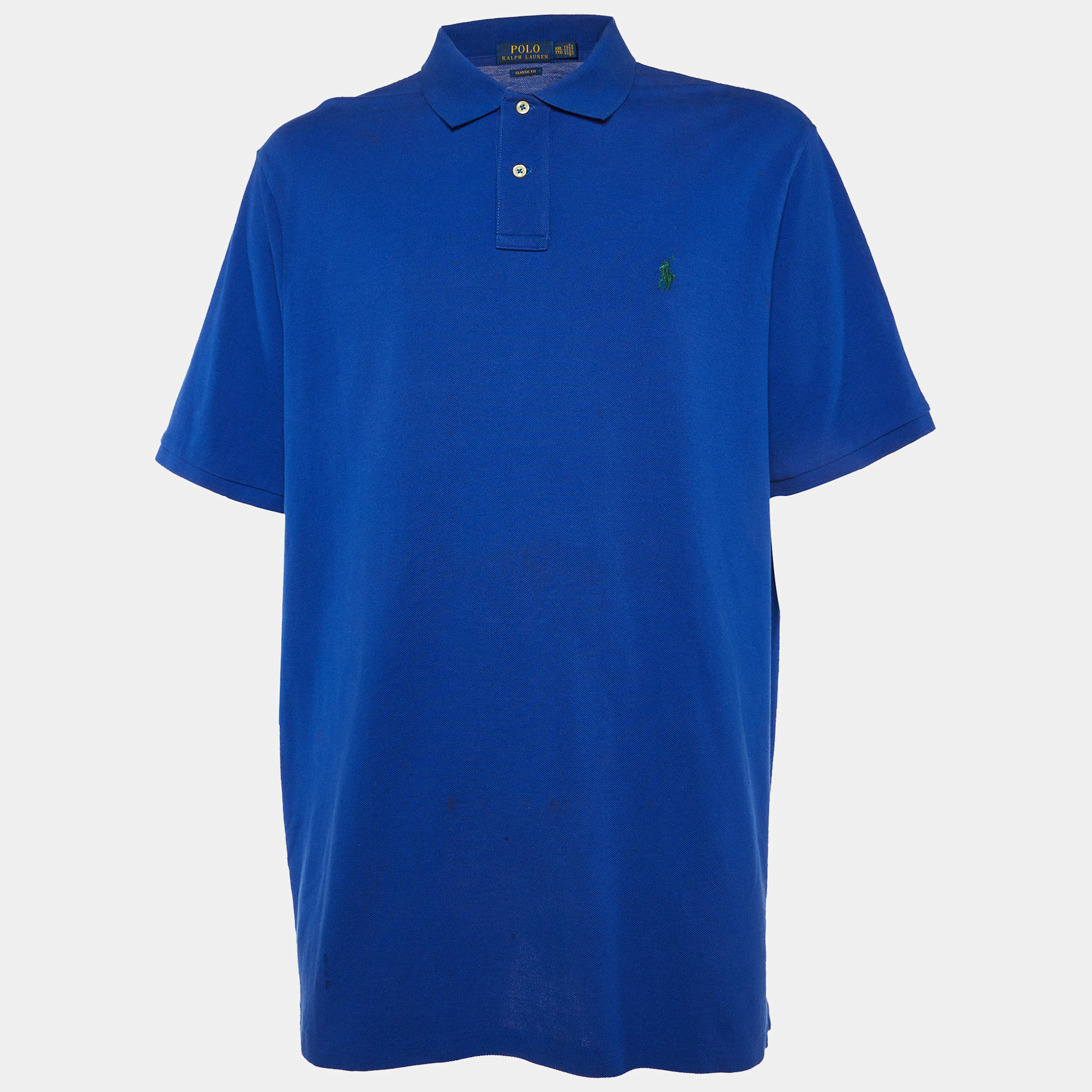 Pre Owned Polo Ralph Lauren Blue Embroidered Cotton Classic Fit Polo T-Shirt XXL