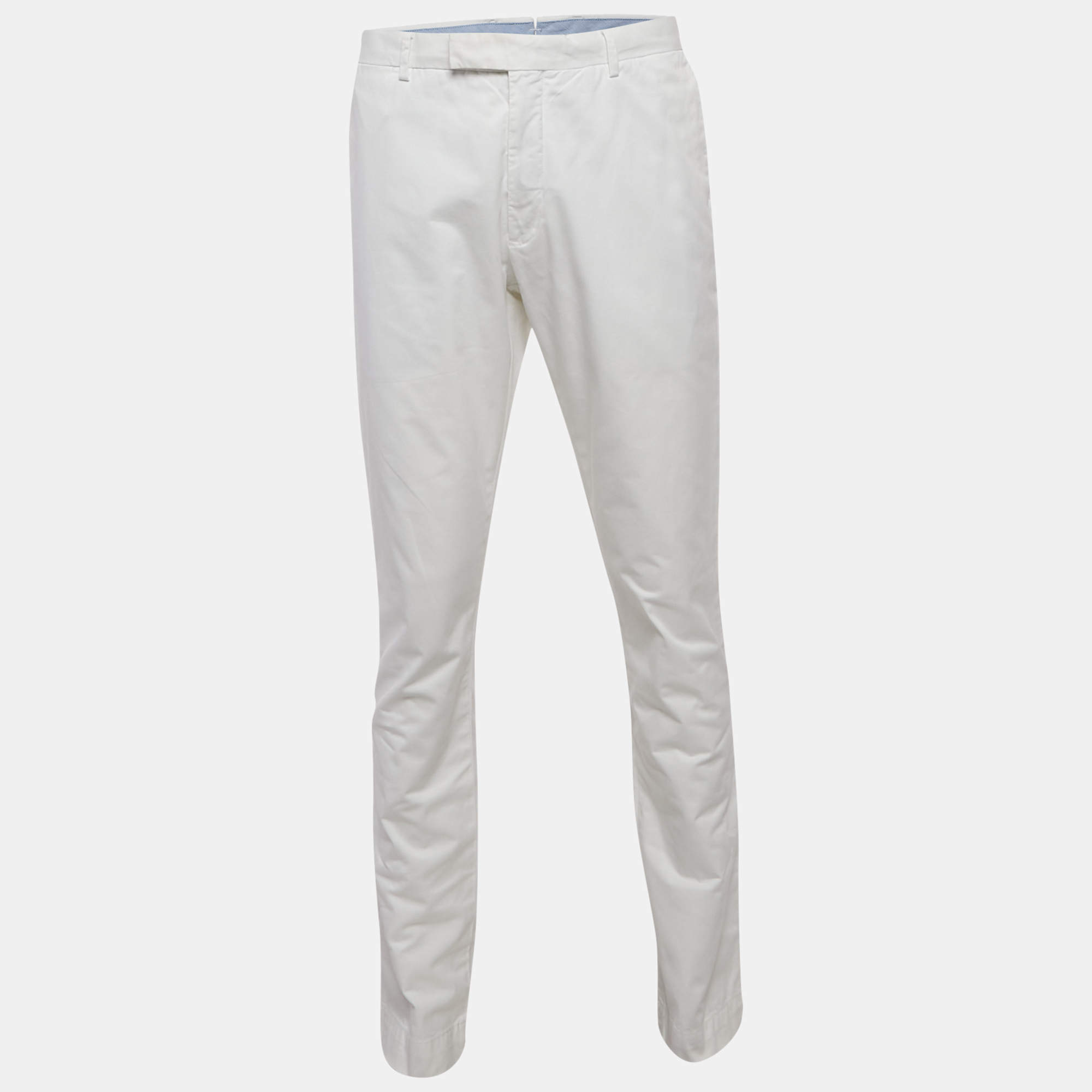 Pre Owned Polo Ralph Lauren White Gabardine Stretch Slim Fit Trousers XL