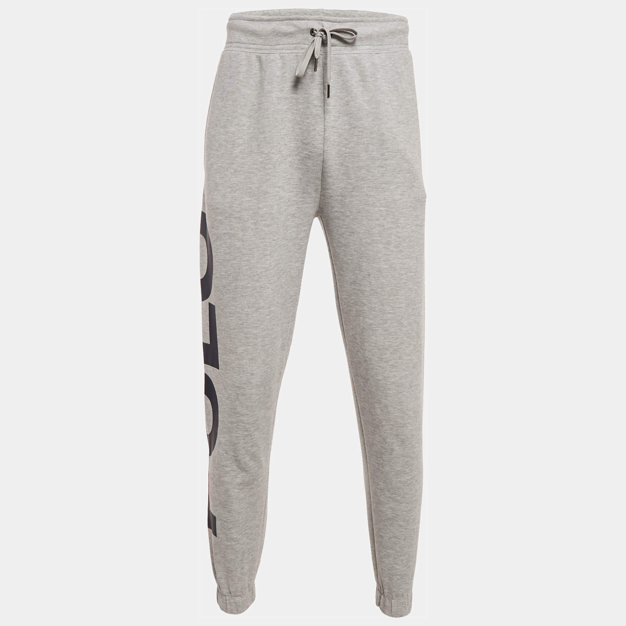 مملوكة مسبقًا Polo Ralph Lauren Grey Logo Print Cotton Blend Knit Joggers S