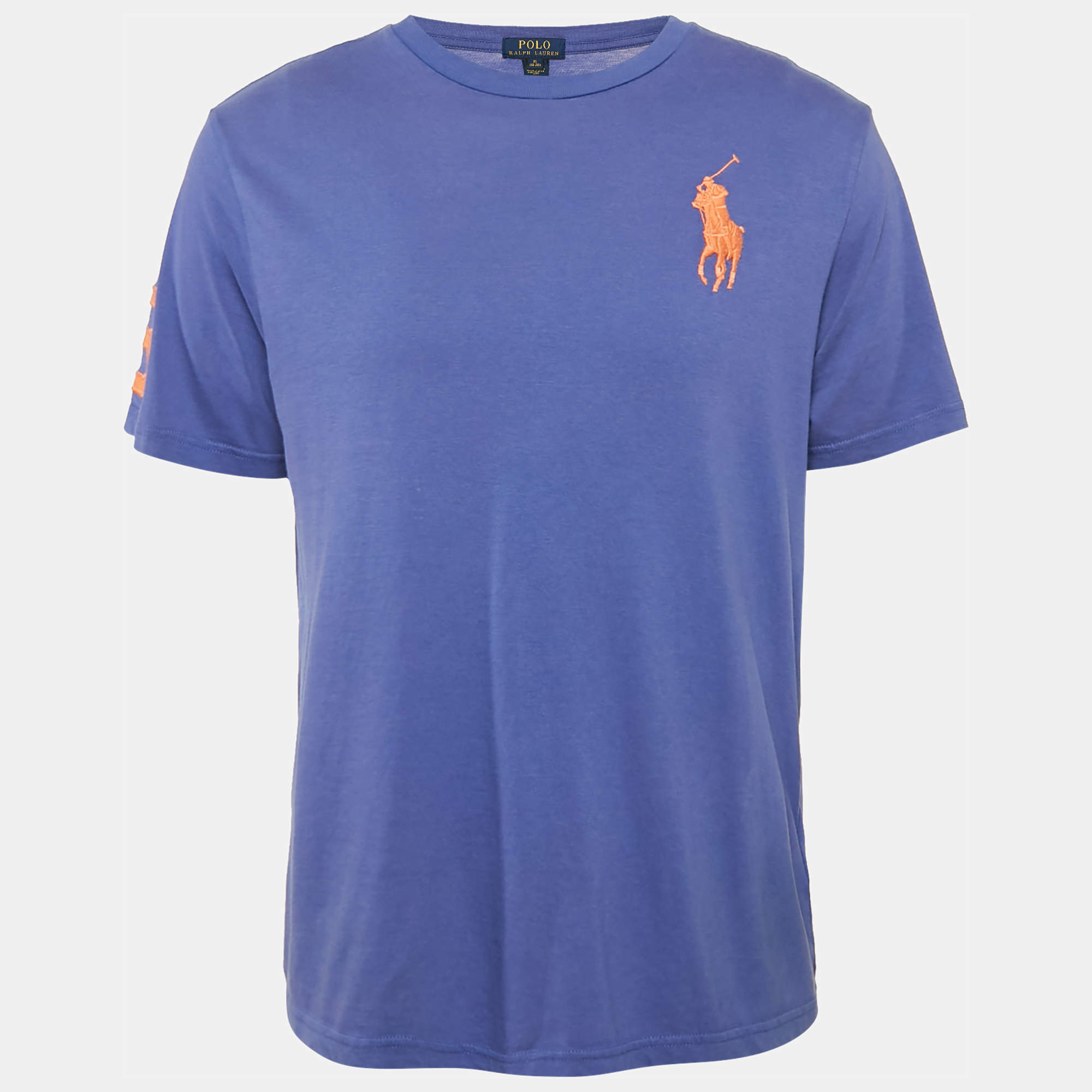 Pre Owned Polo Ralph Lauren Purple Logo Embroidered Crew Neck T-Shirt XL