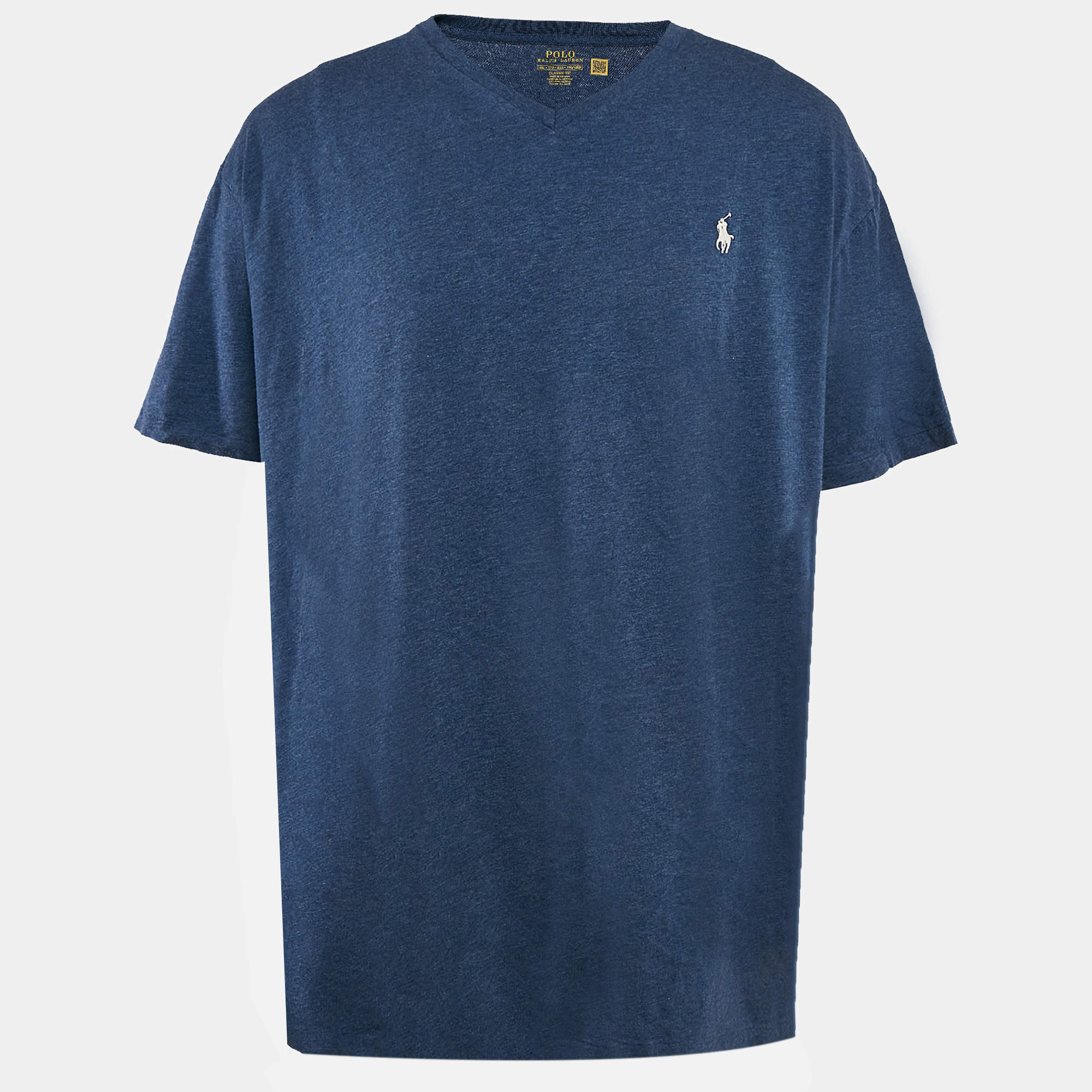 Pre Owned Polo Ralph Lauren Blue Jersey V-Neck Classic Fit T-Shirt XXL