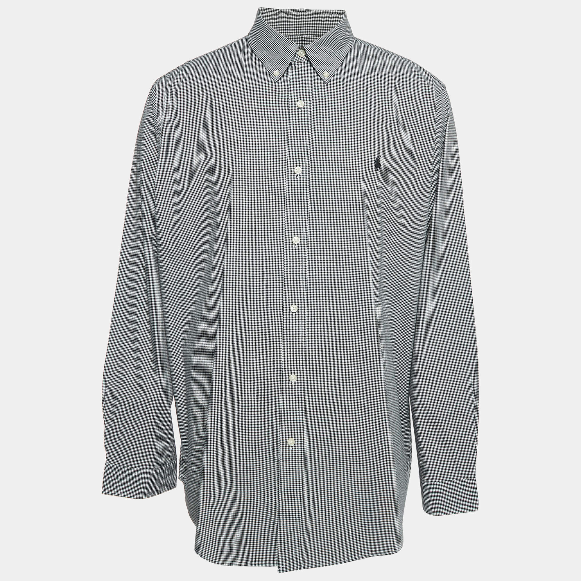 Polo Ralph Lauren Black/White Checks Cotton Classic Fit Shirt XXL