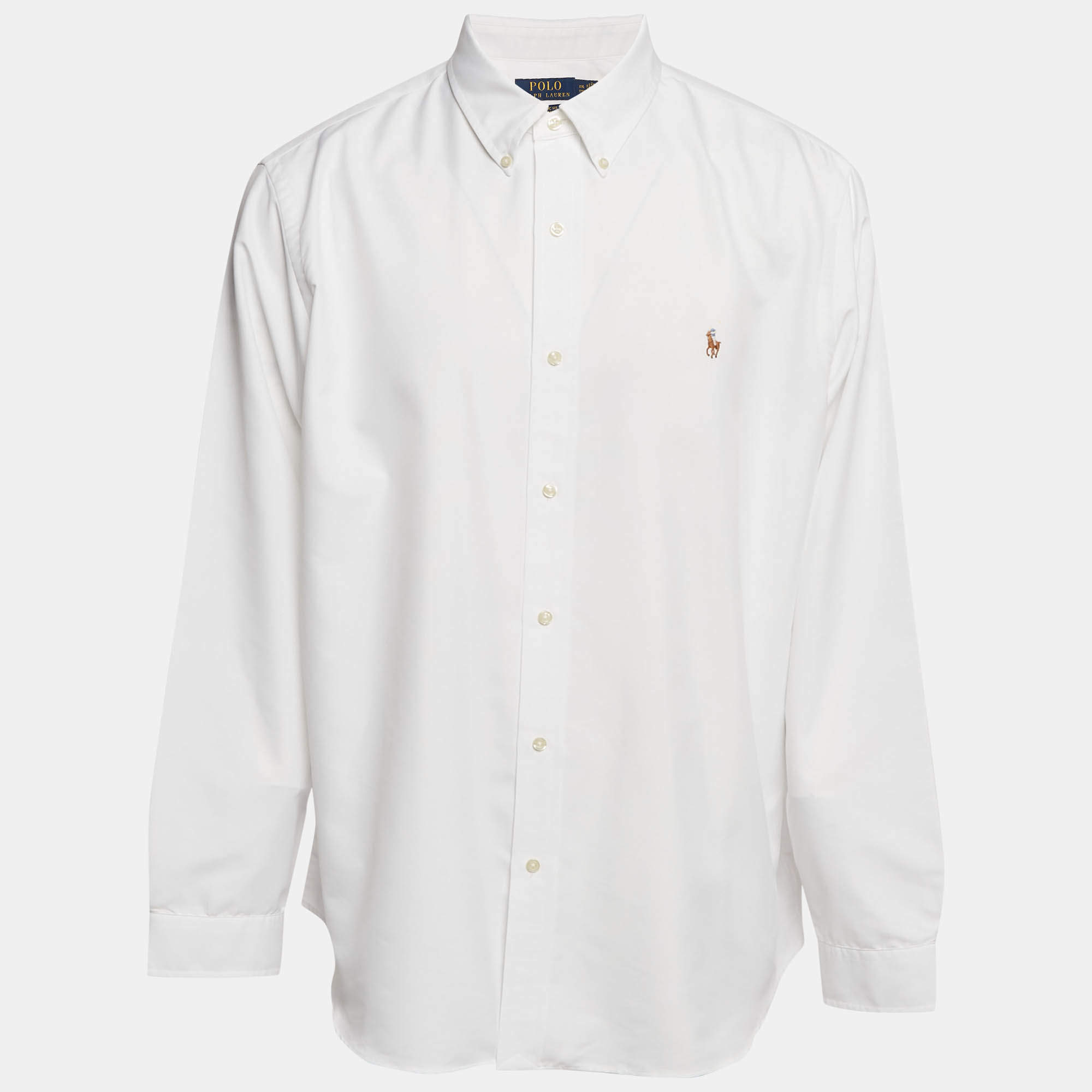 Polo Ralph Lauren White Synthetic Button Front Long Sleeve Shirt XXL