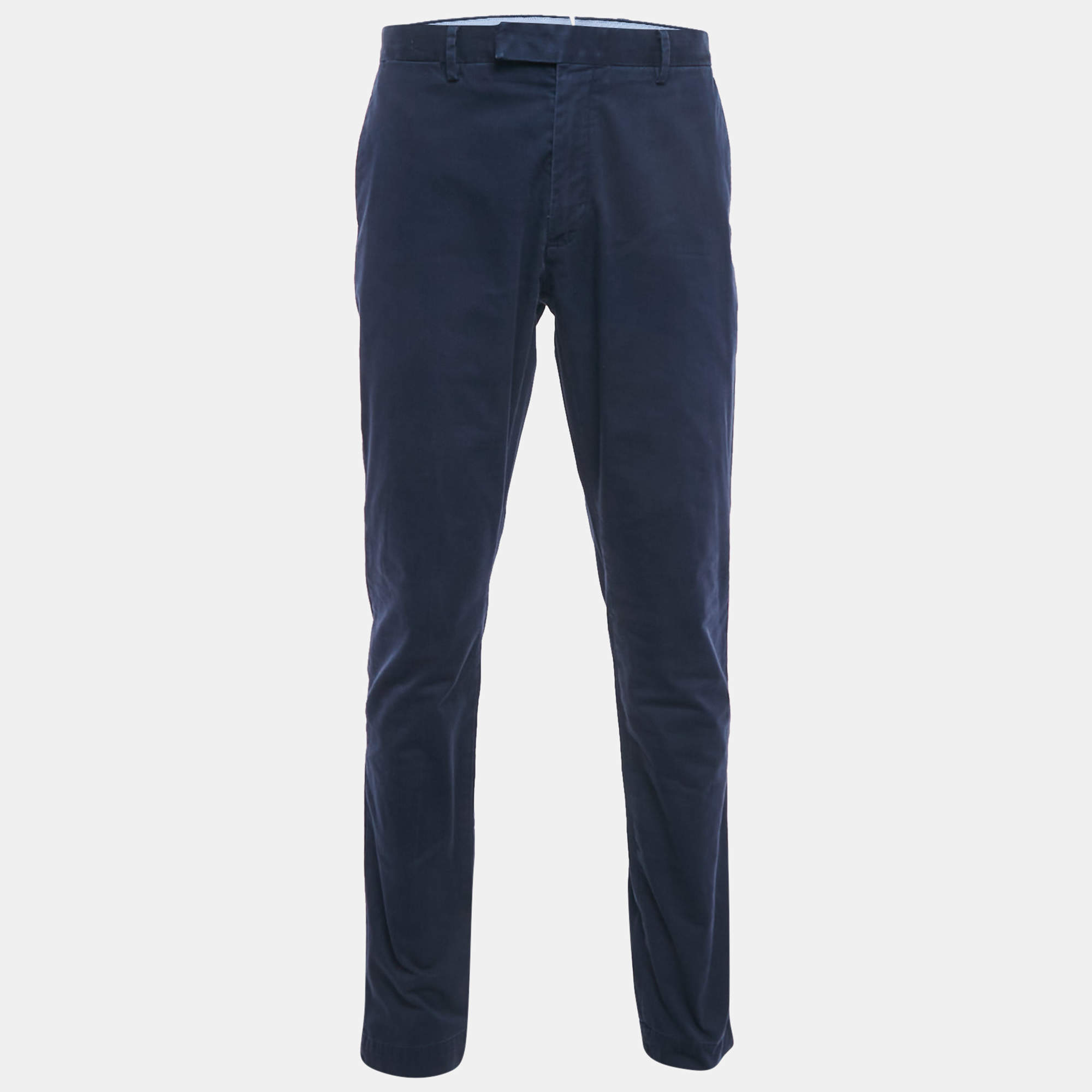 Pre Owned Polo Ralph Lauren Blue Cotton Stretch Slim Fit Trousers XL