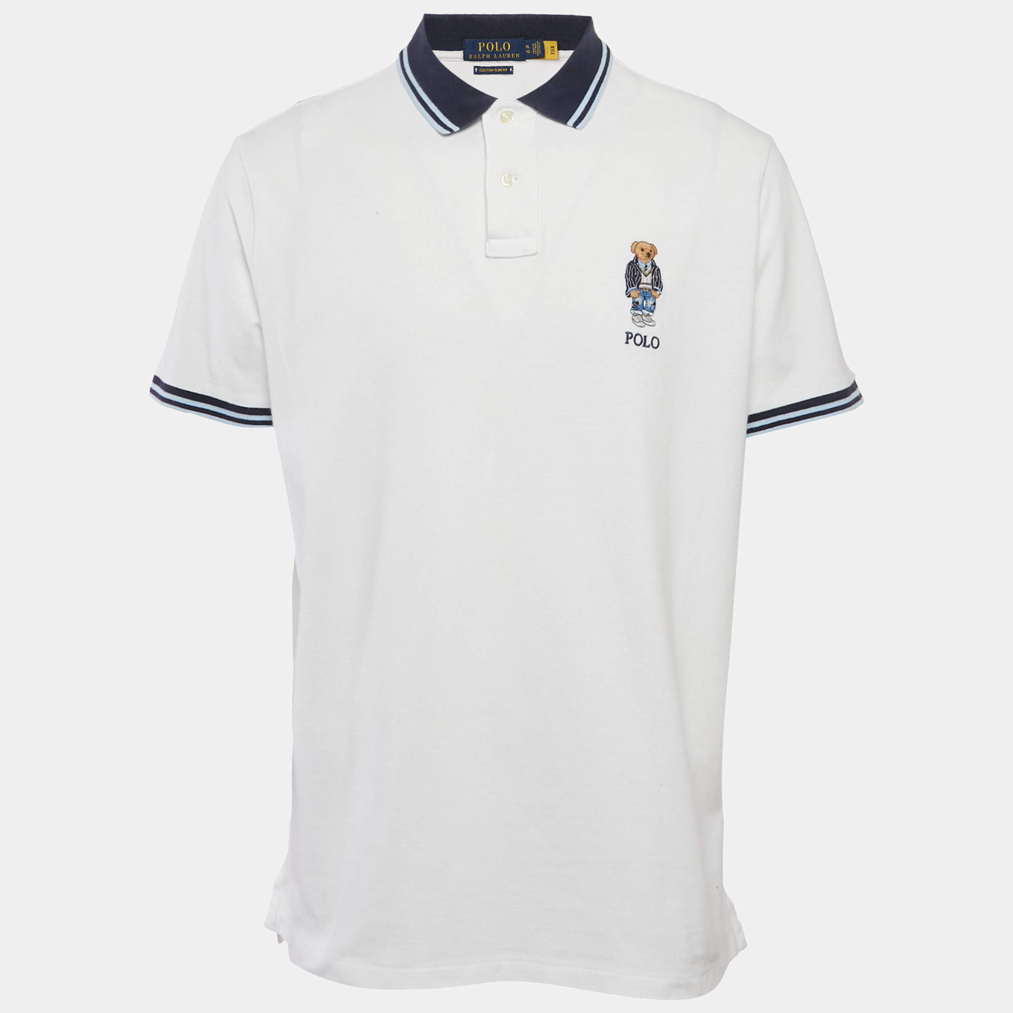 Polo Ralph Lauren White Logo Embroidered Cotton Polo T-Shirt