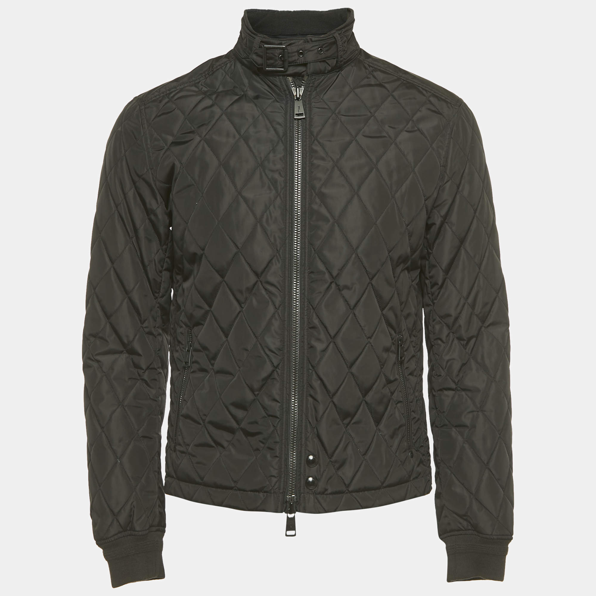 Pre Owned Polo Ralph Lauren Black Nylon Zip-Up Quilted Jacket S
