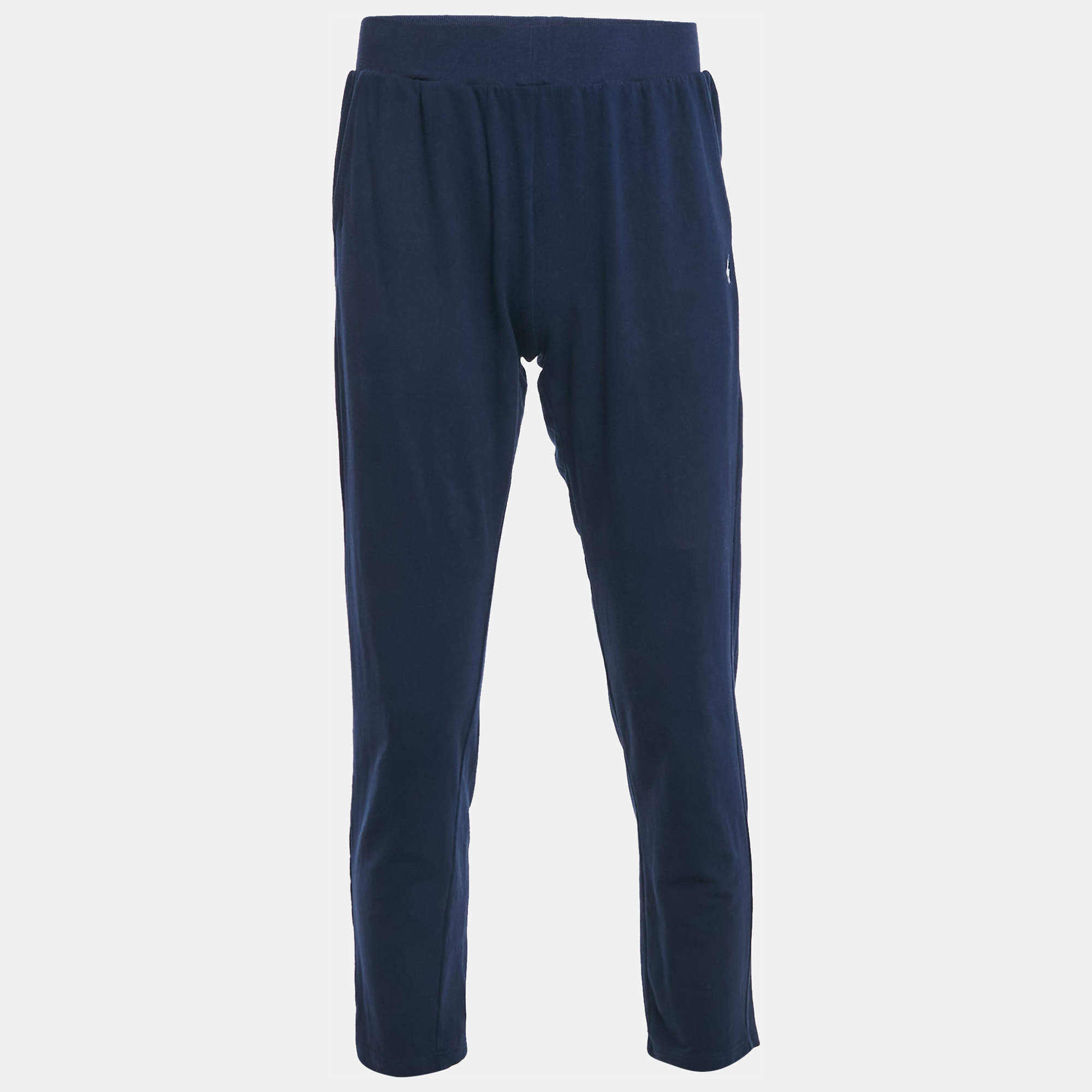 Pre Owned Polo Ralph Lauren Navy Blue Logo Embroidered Cotton Joggers XL