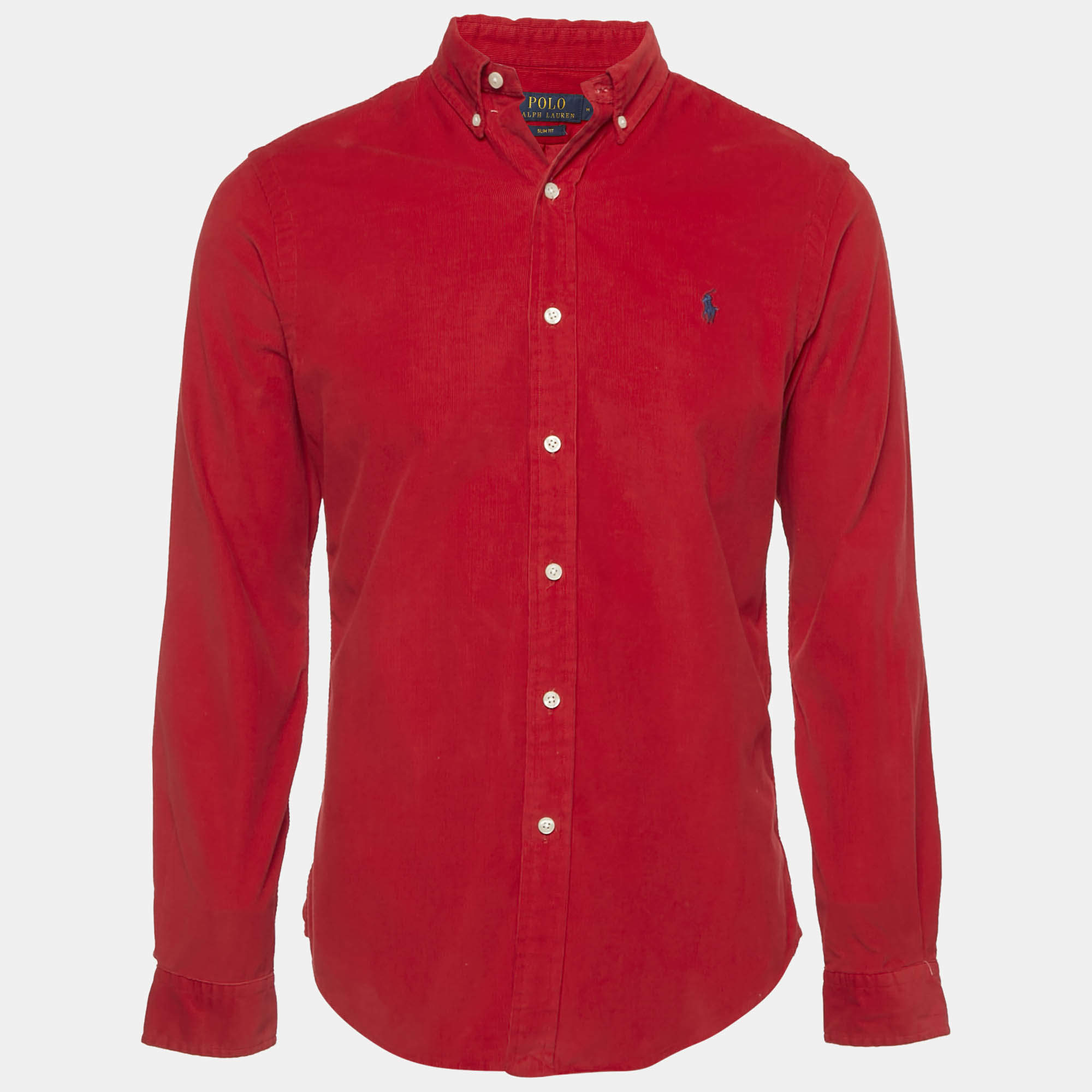 Pre Owned Polo Ralph Lauren Red Corduroy Slim Fit Shirt M 
