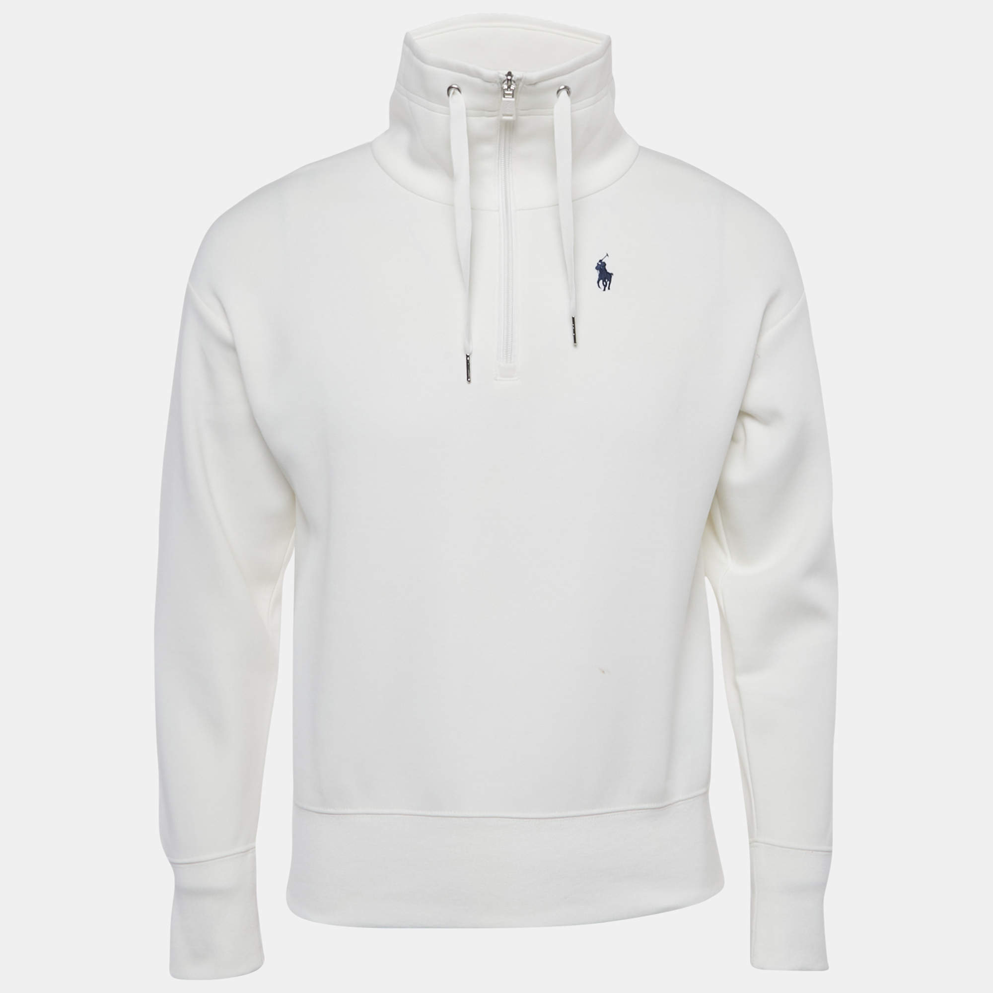 Pre Owned Polo Ralph Lauren White Cotton Zip-Up Sweatshirt XXS