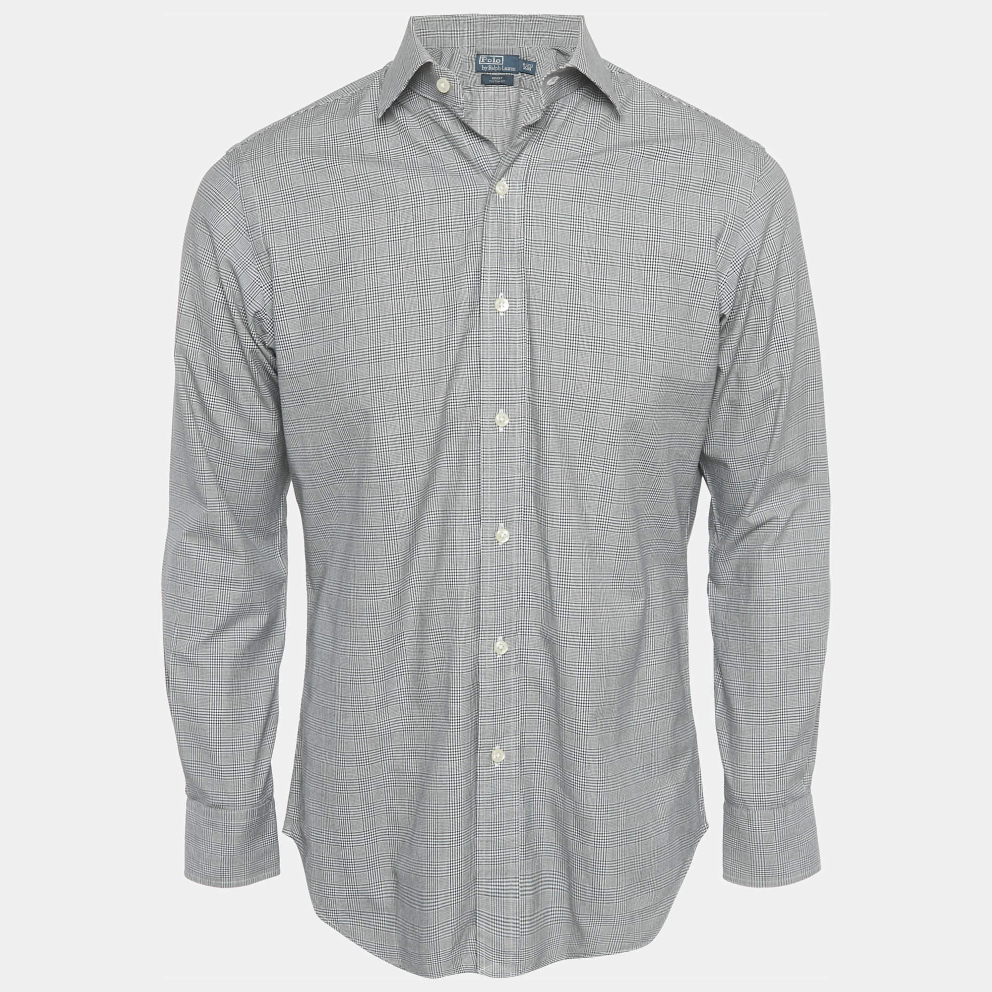 Pre Owned Polo Ralph Lauren Black /White Checkered Cotton Regent Custom Fit Shirt S