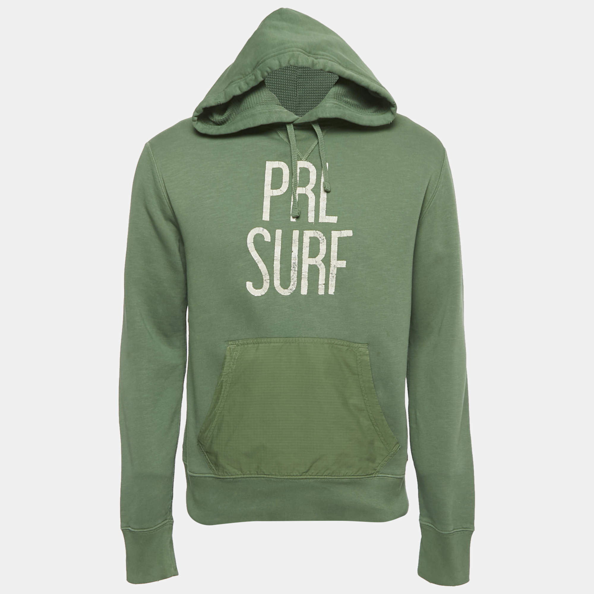 Pre Owned Polo Ralph Lauren Green Printed Cotton Hoodie S