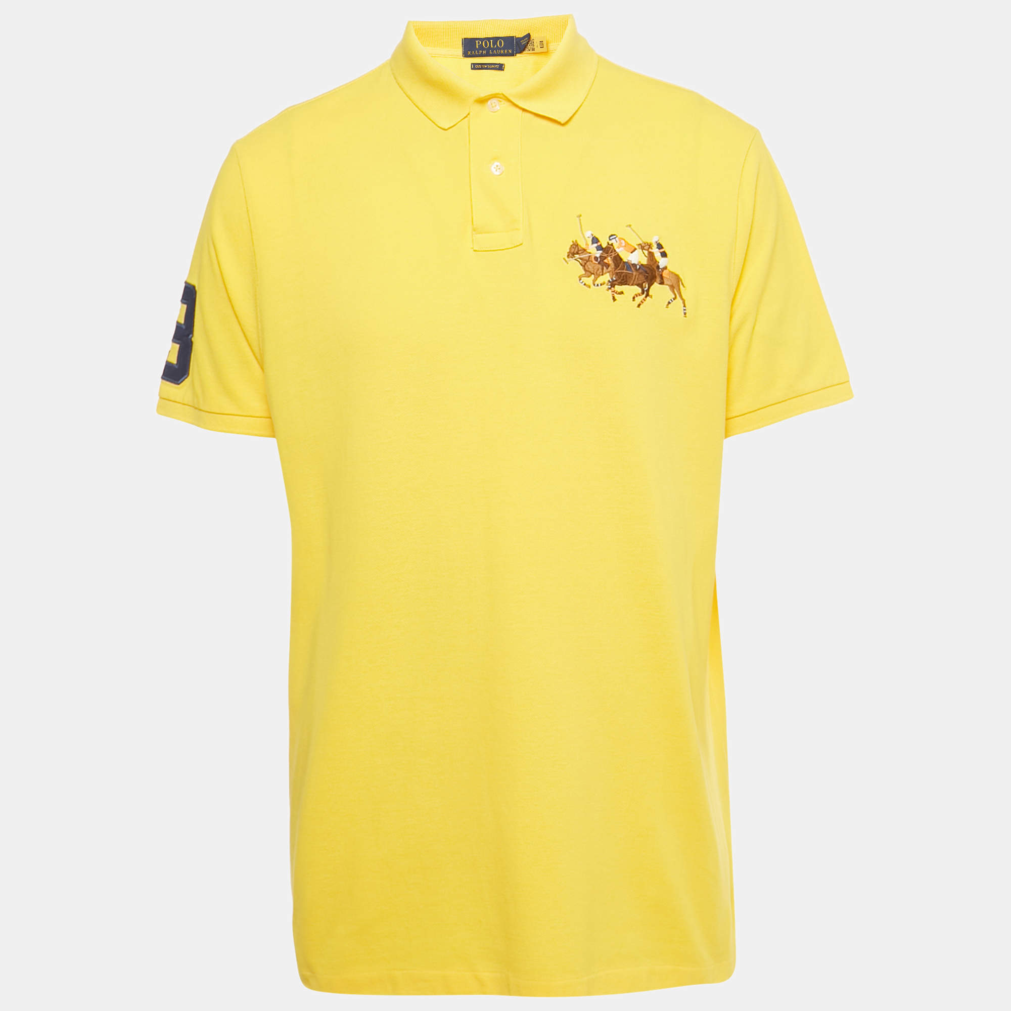 Pre Owned Polo Ralph Lauren Yellow Cotton Custom Slim Fit Polo T-Shirt XL