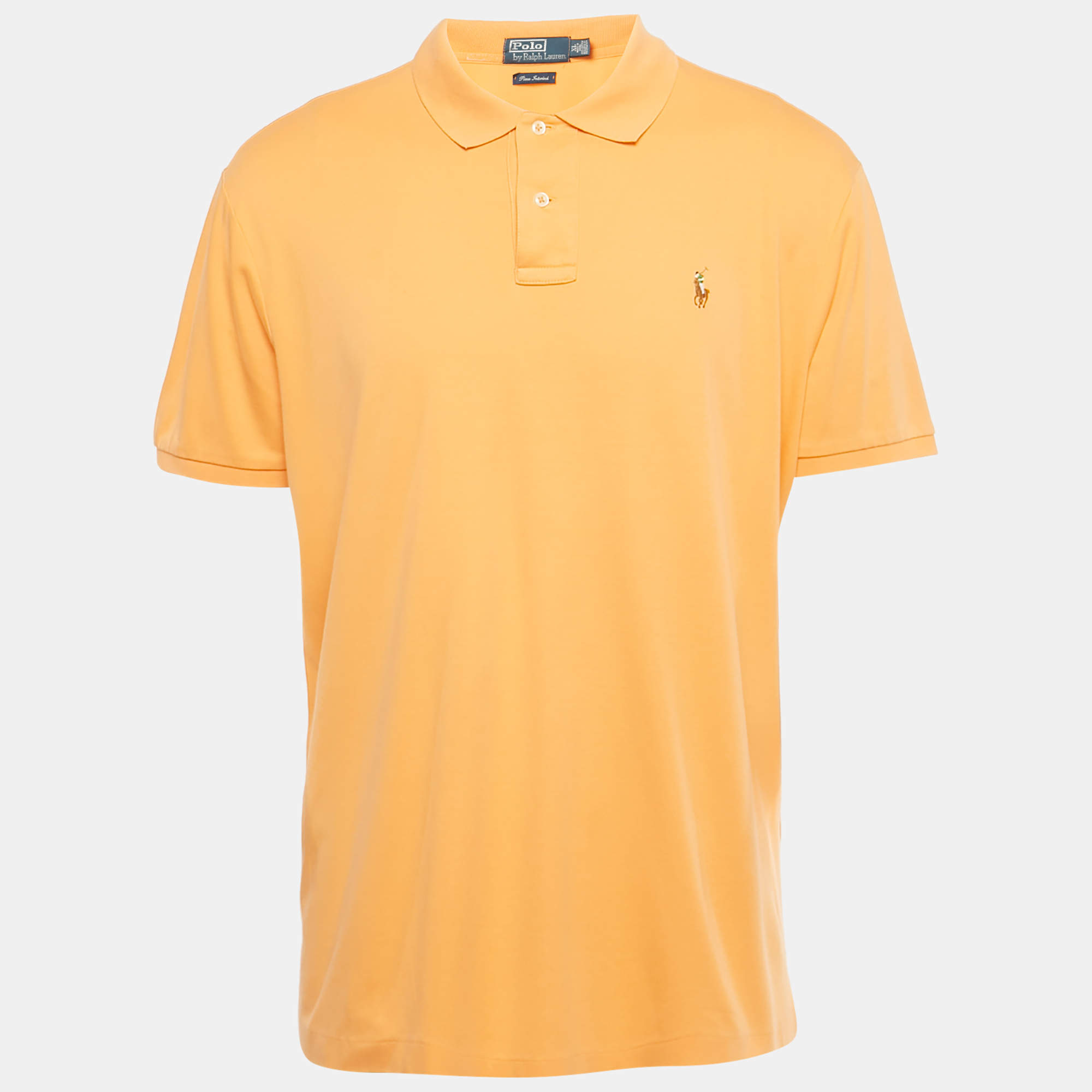 Pre Owned Polo Ralph Lauren Orange Pima Jersey Polo T-Shirt XL