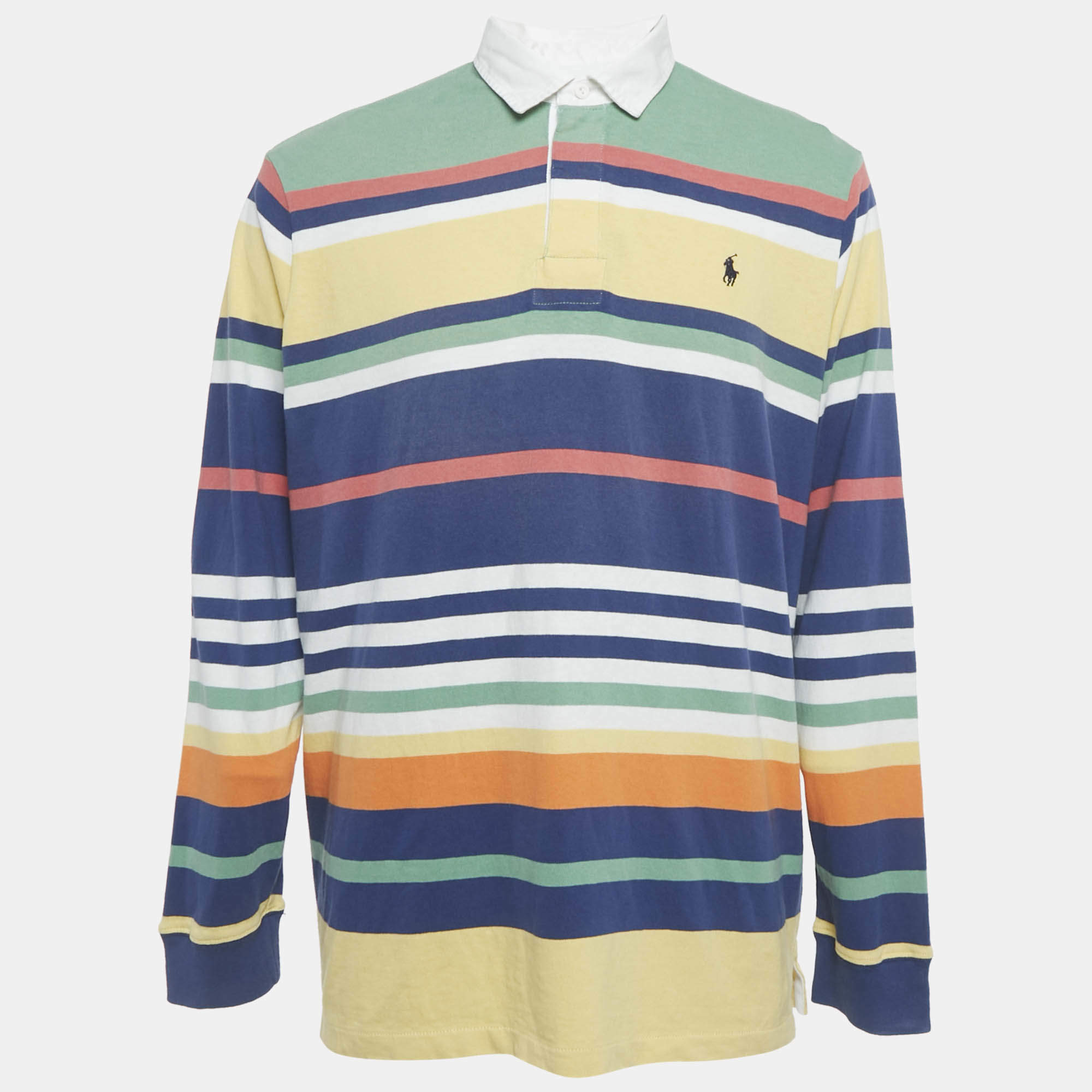 Pre Owned Polo Ralph Lauren Multicolor Striped Jersey Polo T-Shirt XL
