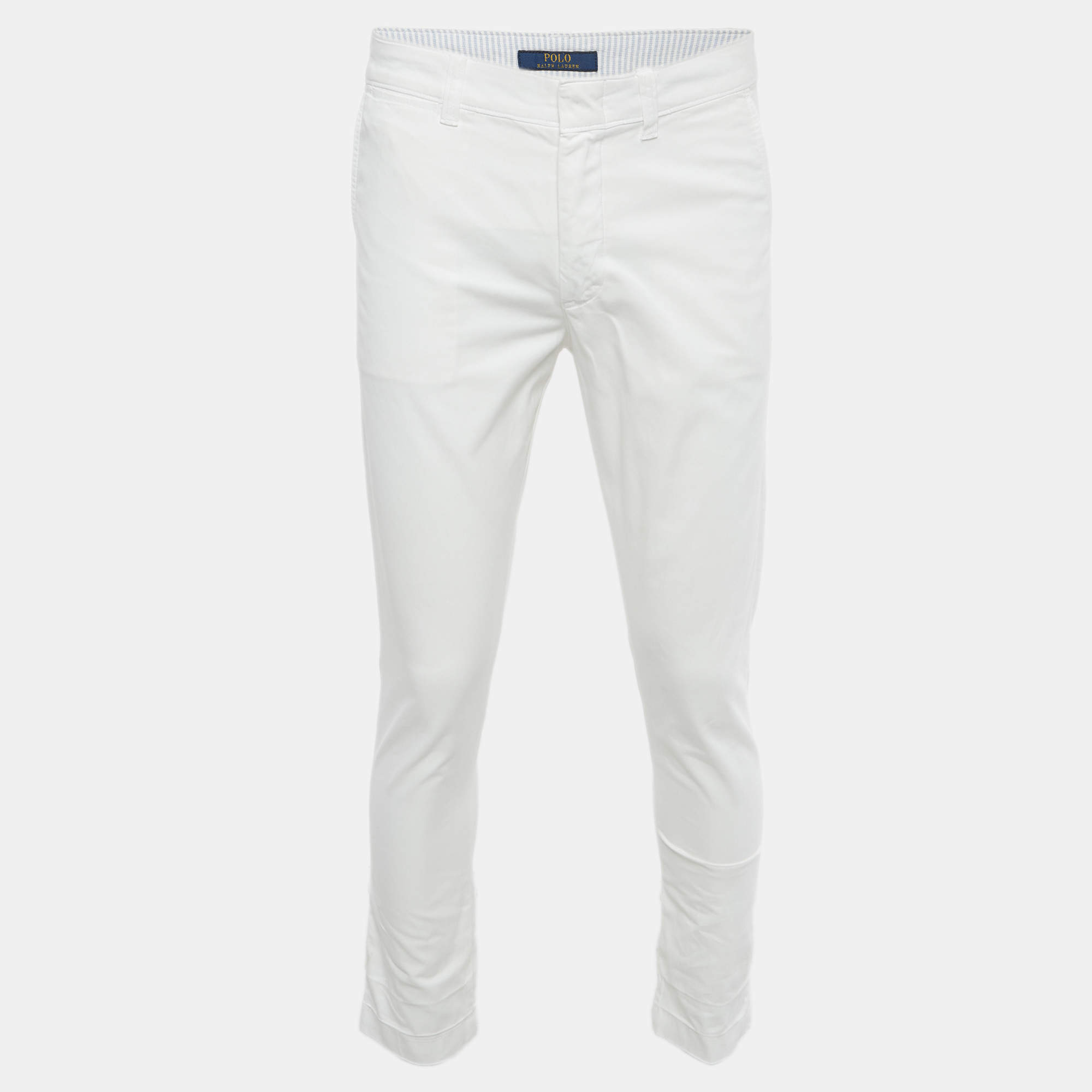 Pre Owned Polo Ralph Lauren White Cotton Chino Trousers M