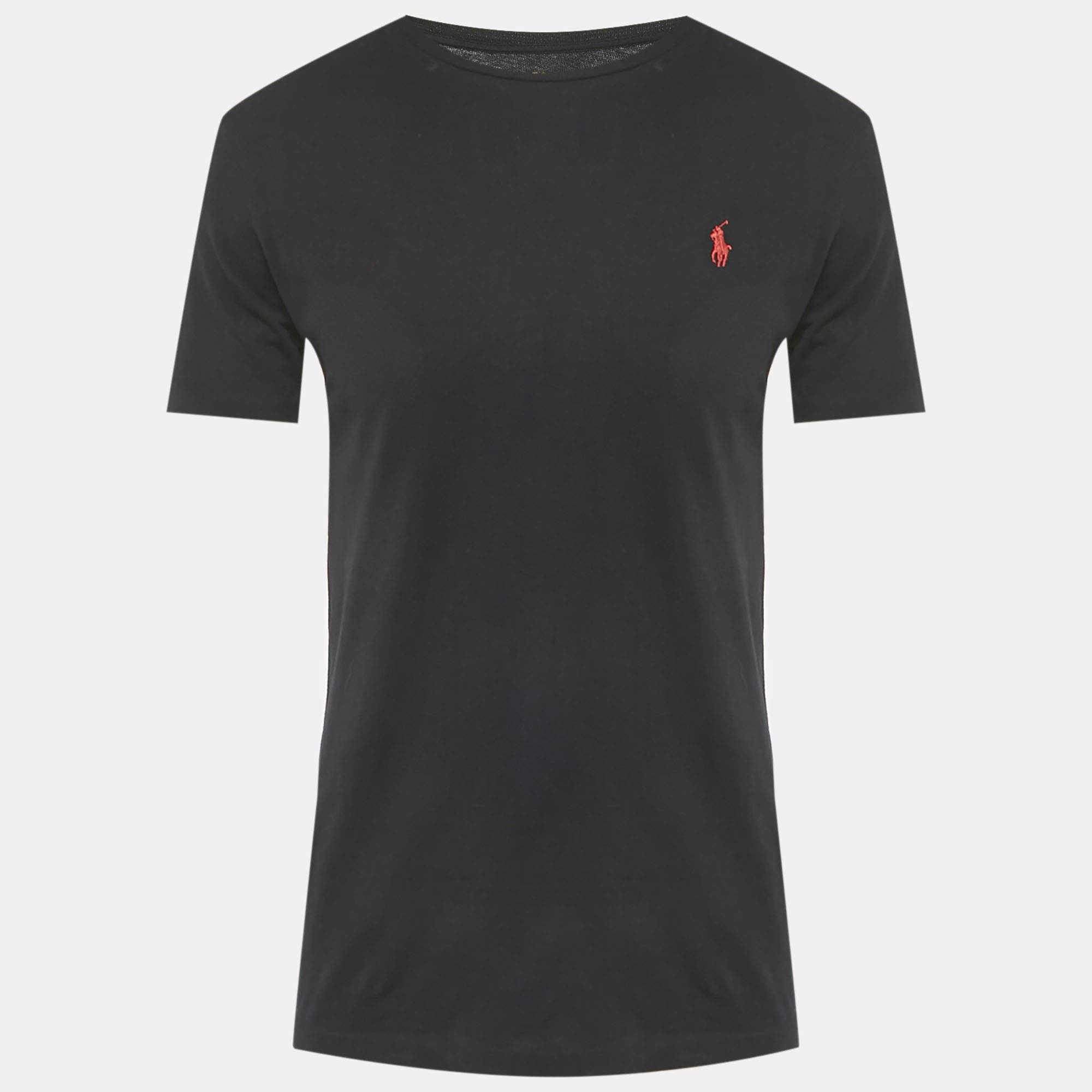 Pre Owned Polo Ralph Lauren Black Logo Embroidered Jersey T-Shirt S