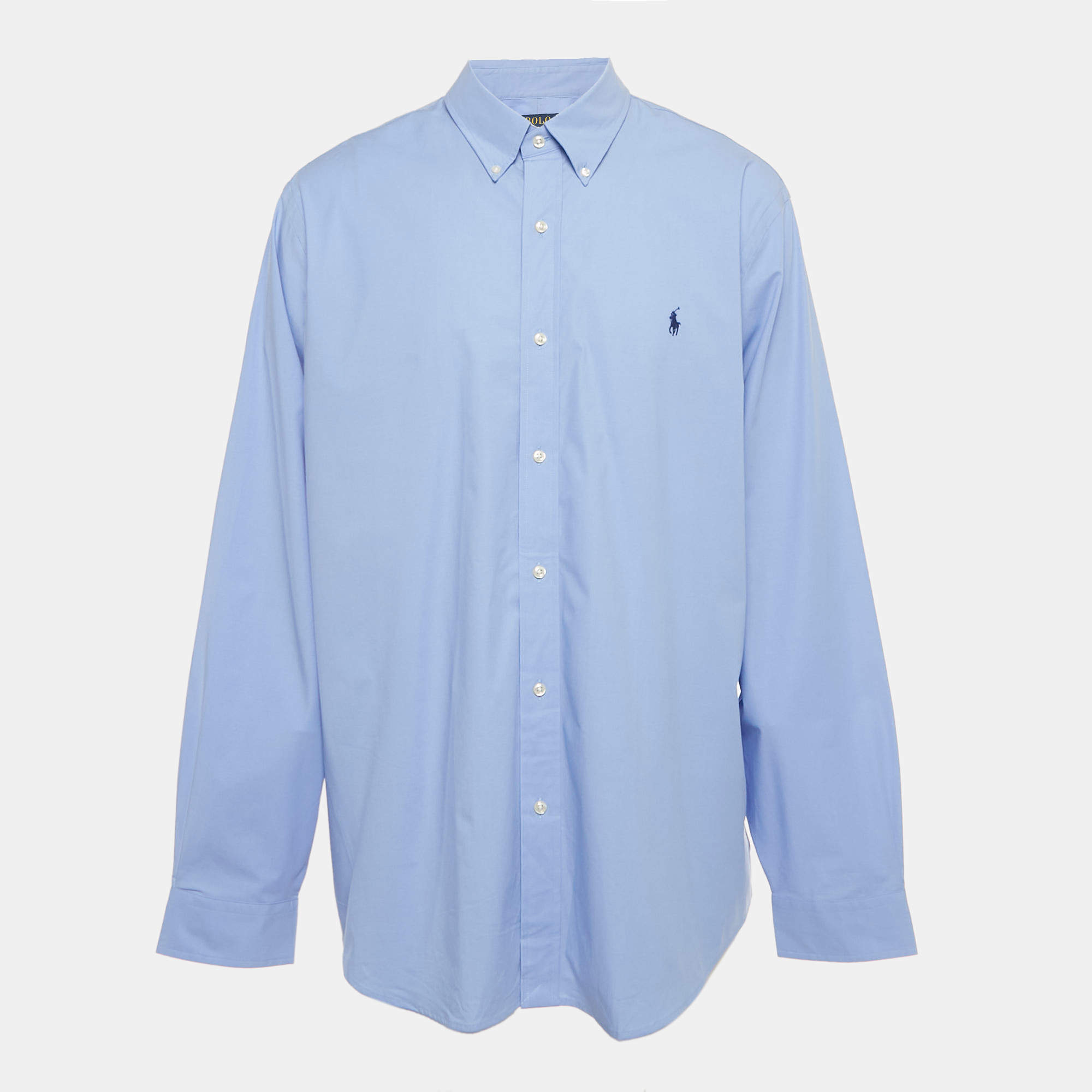 Pre Owned Polo Ralph Lauren Blue Logo Embroidered Cotton Shirt XXL