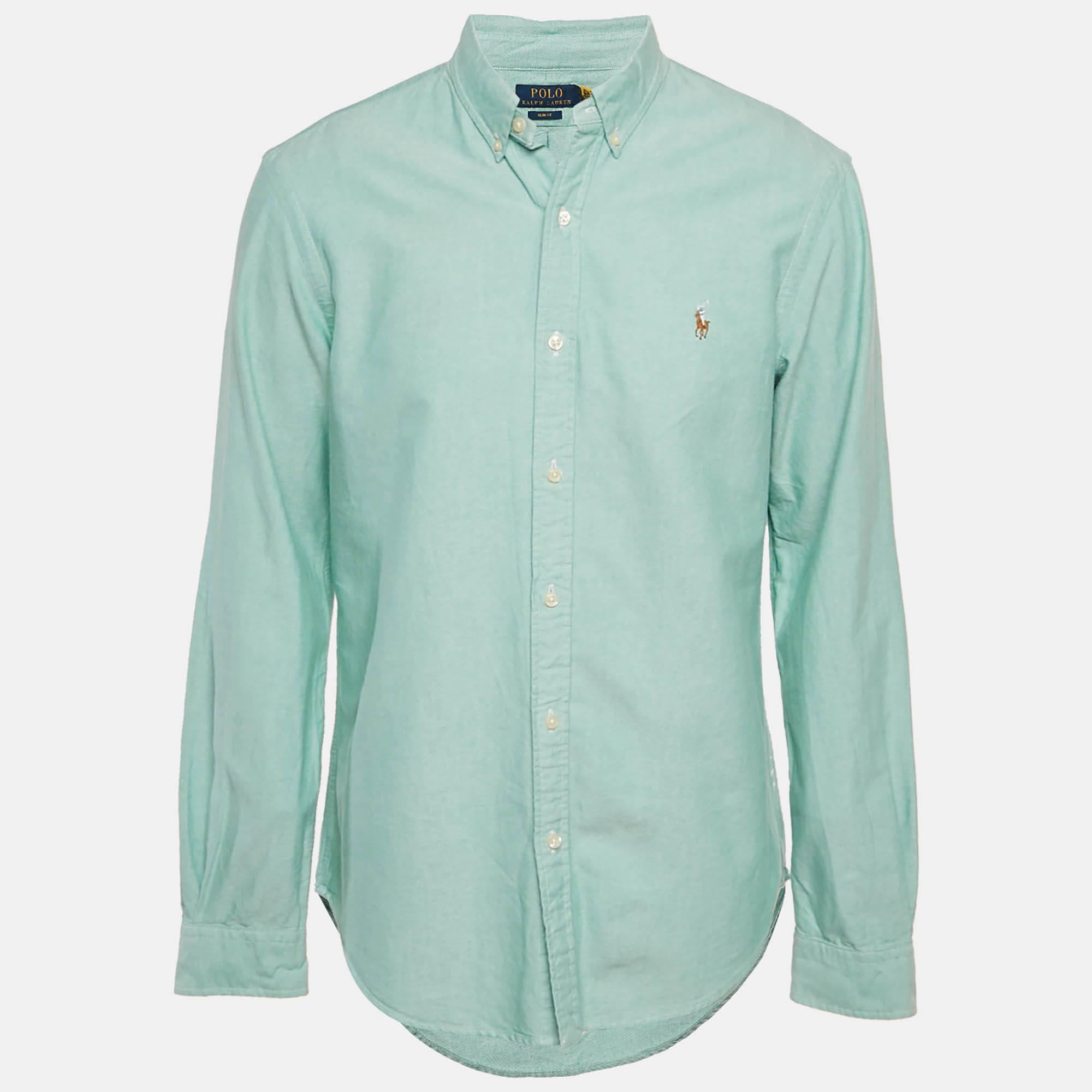 Pre Owned Polo Ralph Lauren Green Cotton Slim Fit Shirt L